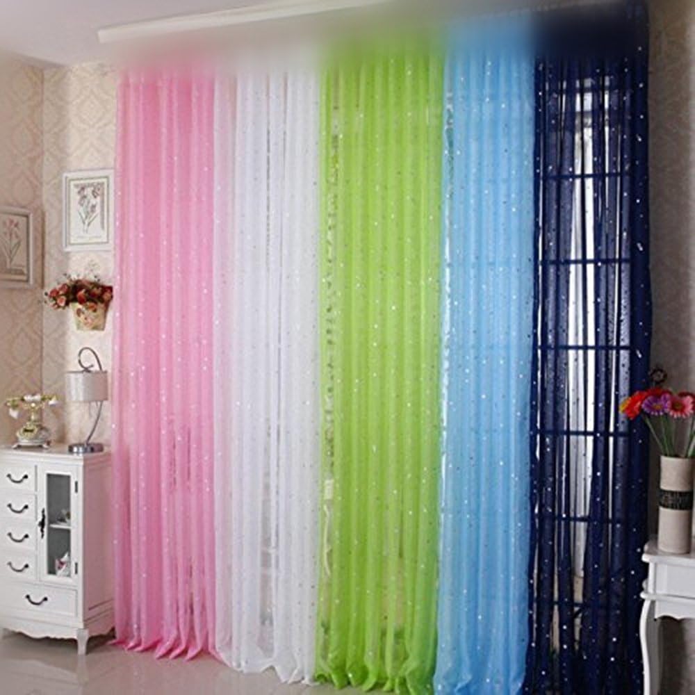 Pureaqu Kids Bedroom Curtains with Twinkle Star Print