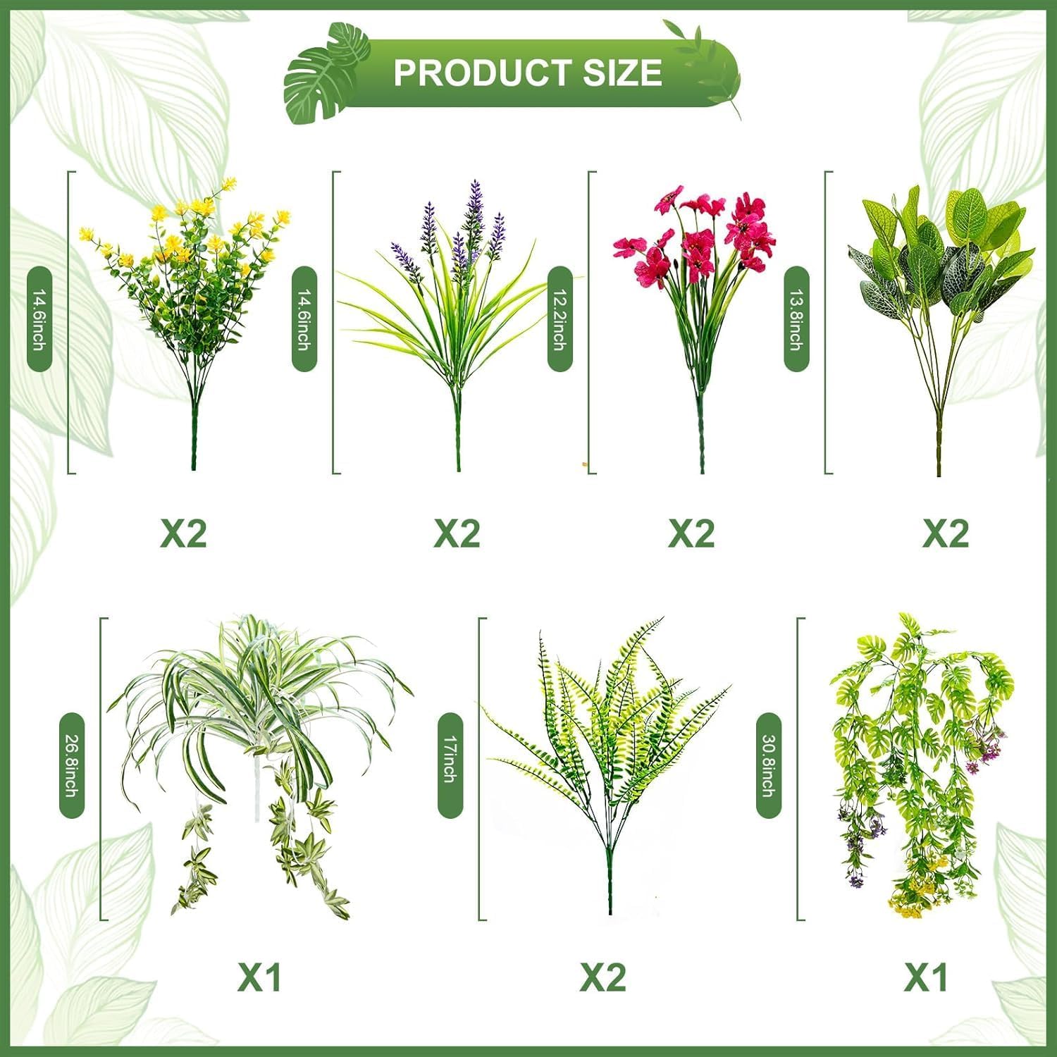 12 Bundle Artificial Greenery for Outdoor Decor