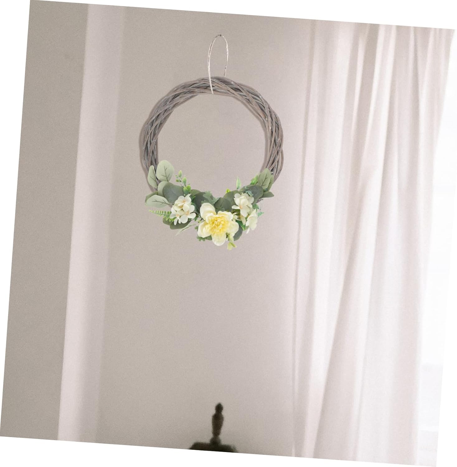 2pcs Christmas Woven Decoration for Wreaths Natural Gray Rattan Frame