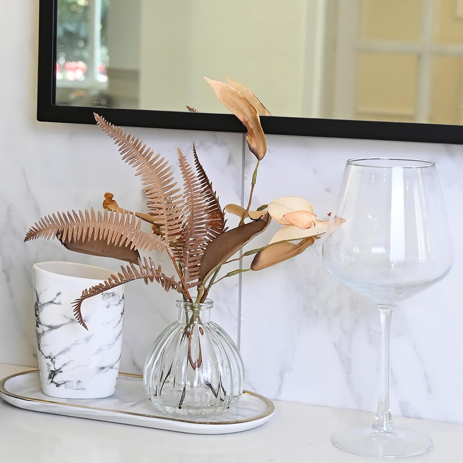 Abzo Artificial Eucalyptus Plants in Glass Vase