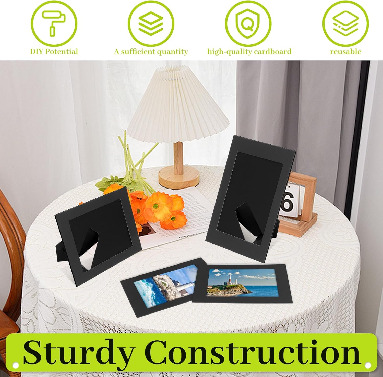 50 Pack Black Cardboard Picture Frames 4x6 Inches