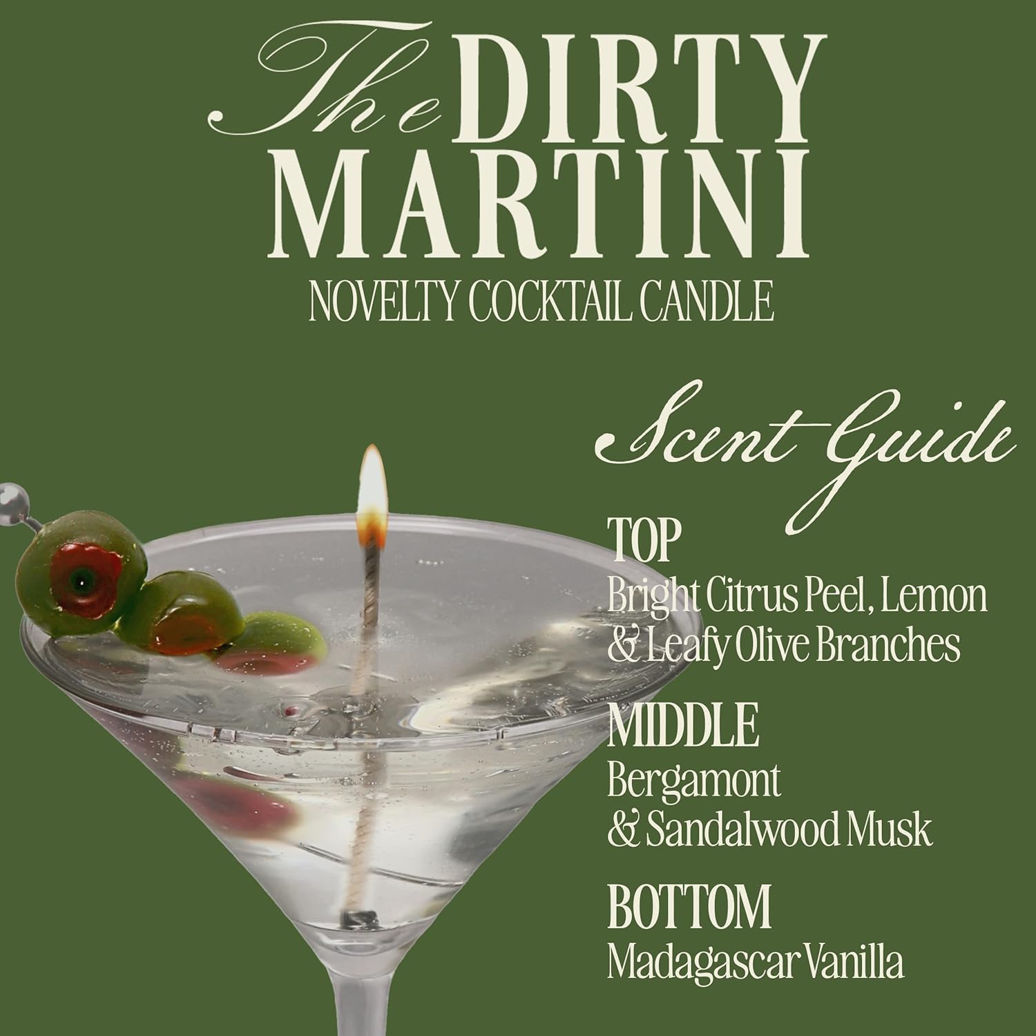 Dirty Martini Cocktail Candle 40 Hour Burn