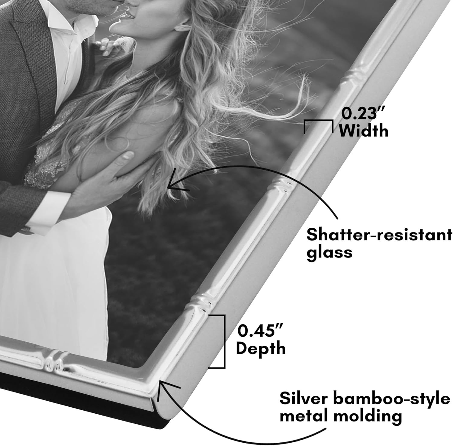 Americanflat 5x7 Bamboo-Style Picture Frame - Silver