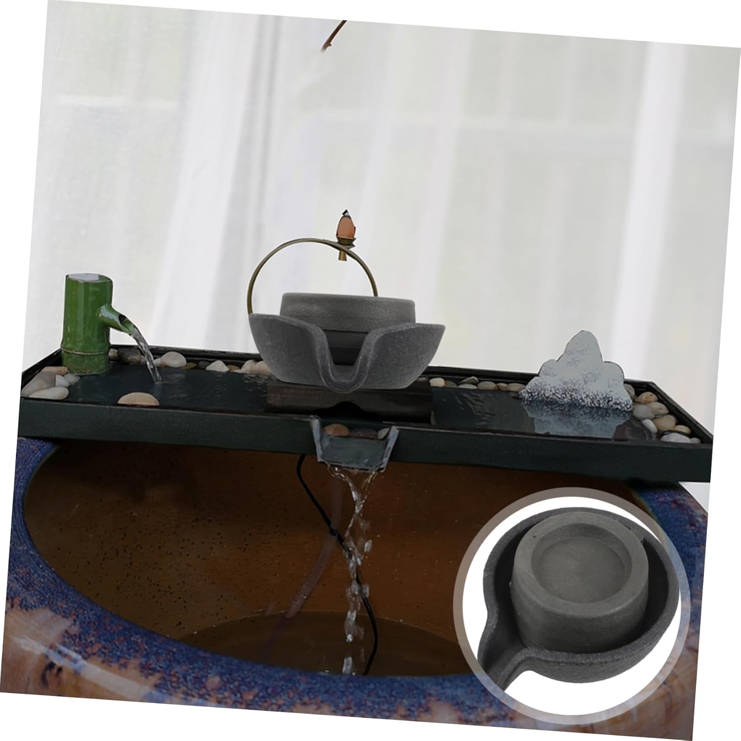 DIYEAH Tabletop Water Fountain with Rotating Millstone