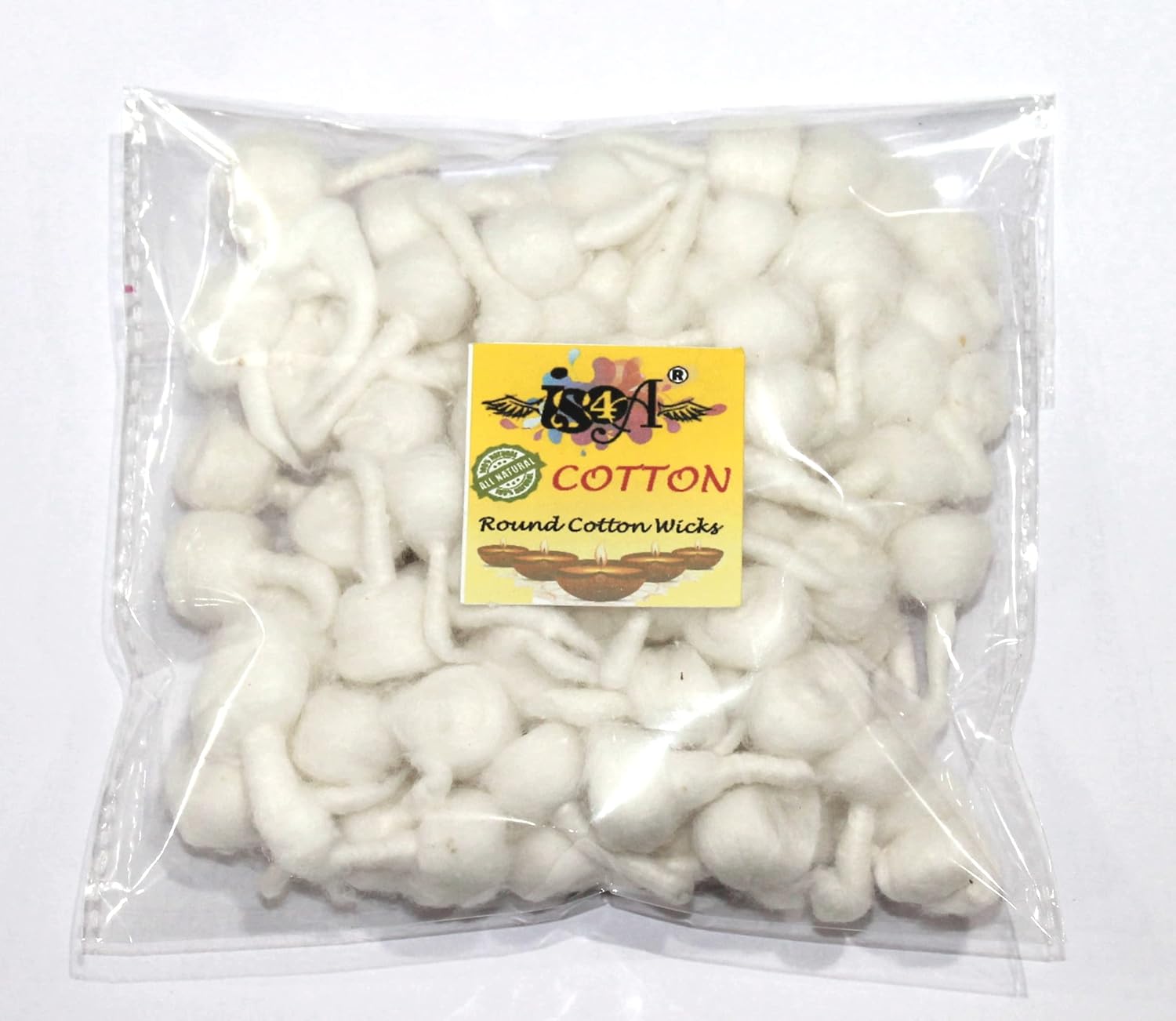 200 Pc Round Cotton Wicks for Oil Lamps Diya Pooja All Occasions