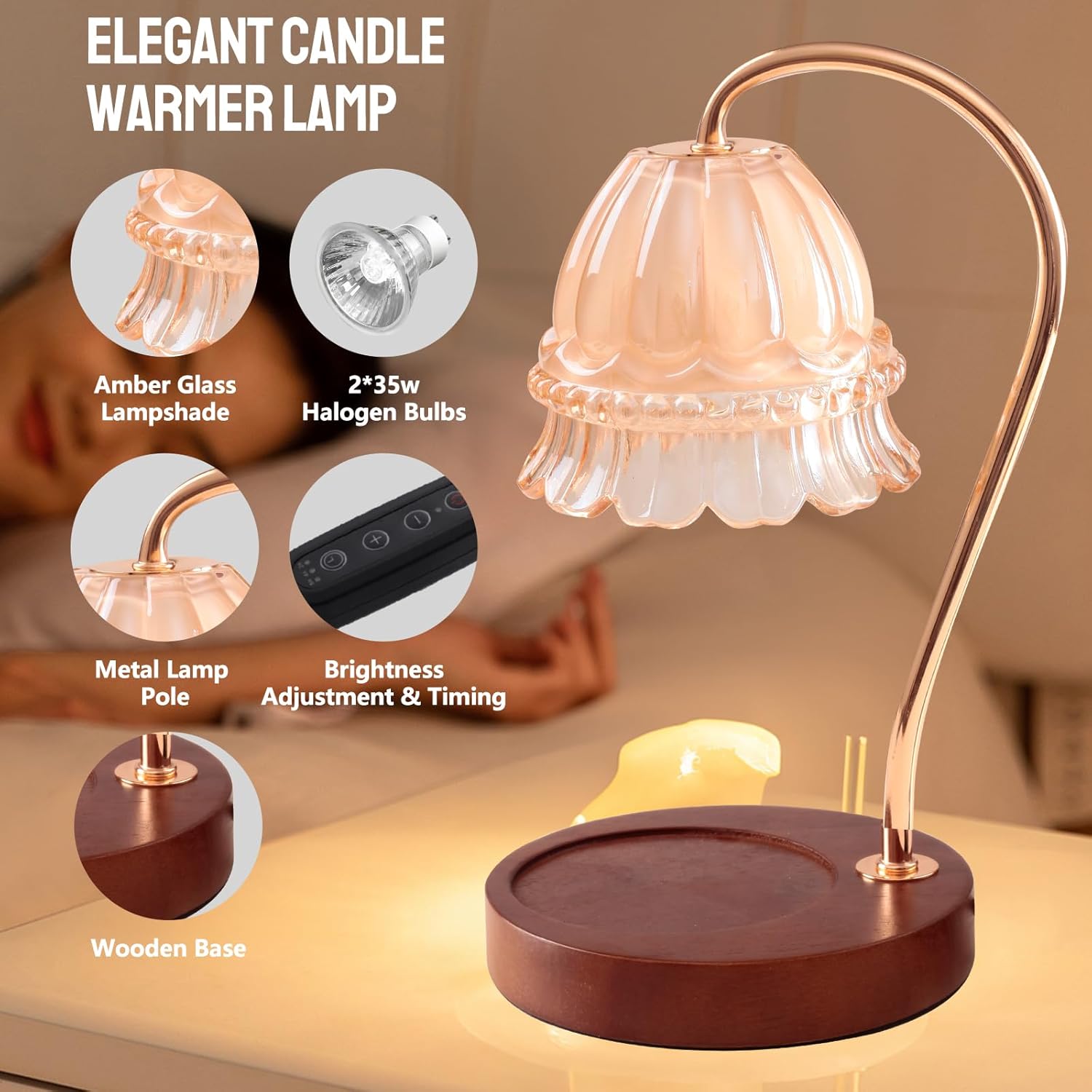 Droyek Candle Warmer Lamp with Dimmer and Timer