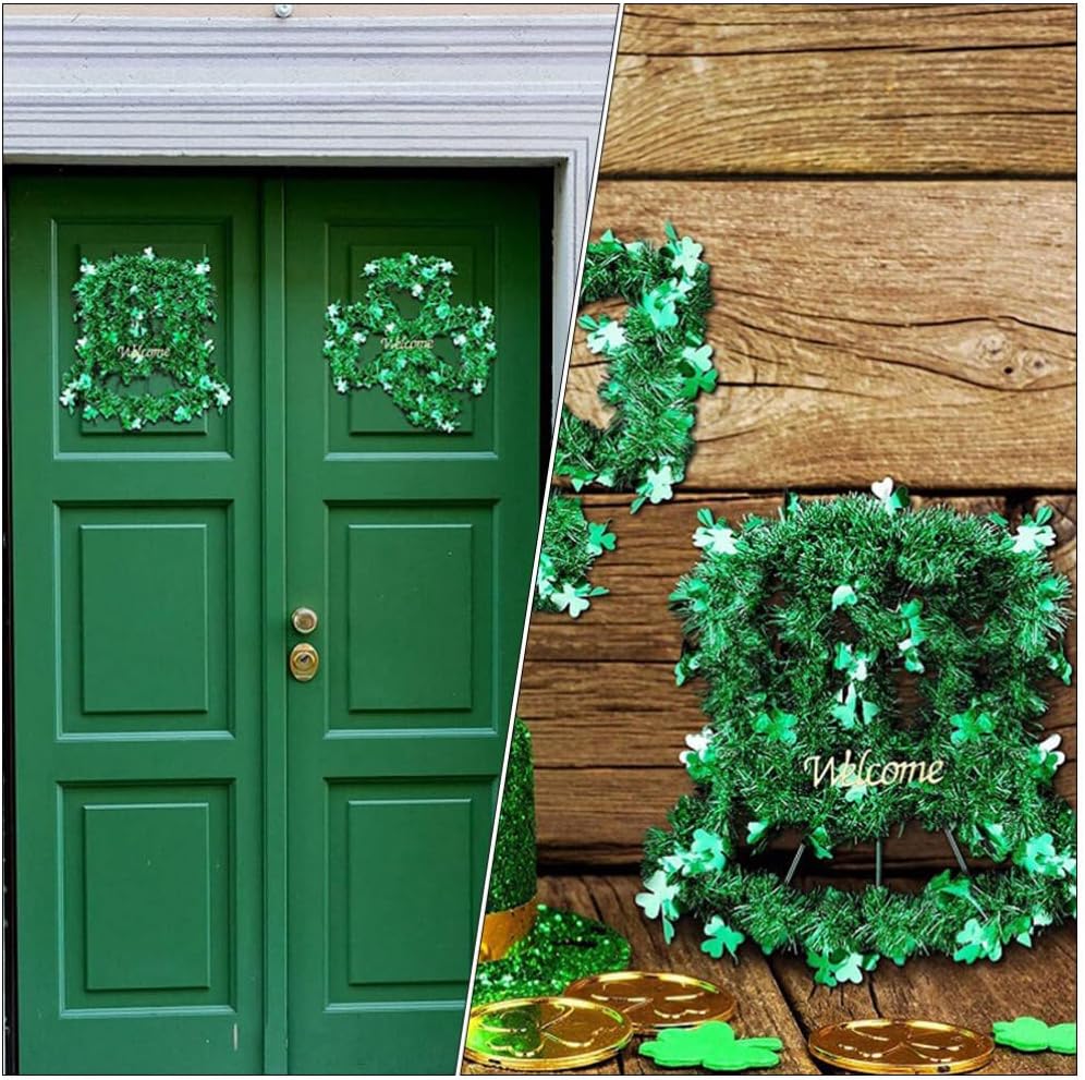 Garneck Irish Decor Flower Wreath 2pcs Shamrock Frame