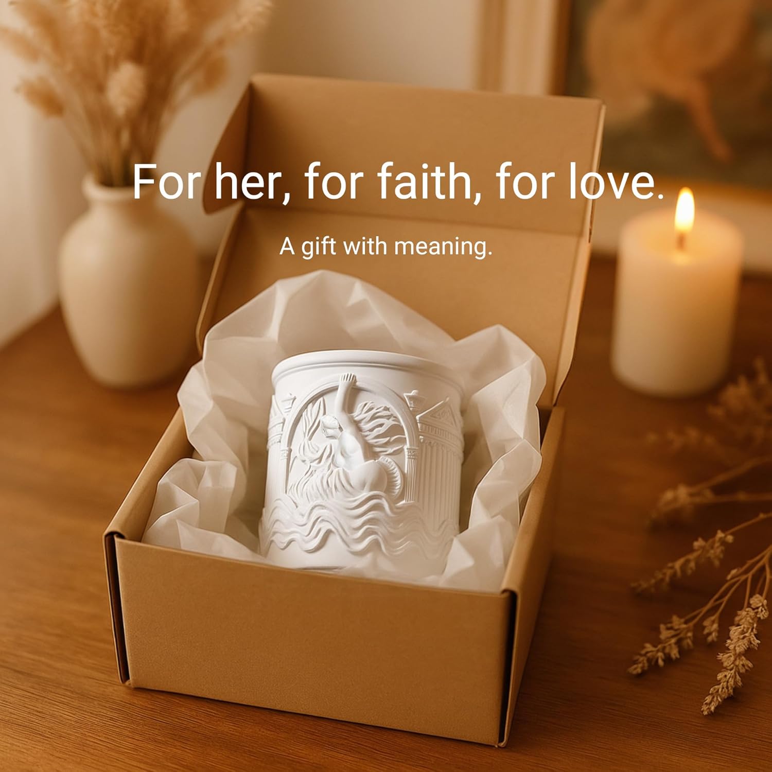 Neoclassical Sculpture Decor Jar for Desk Makeup and Candle Use