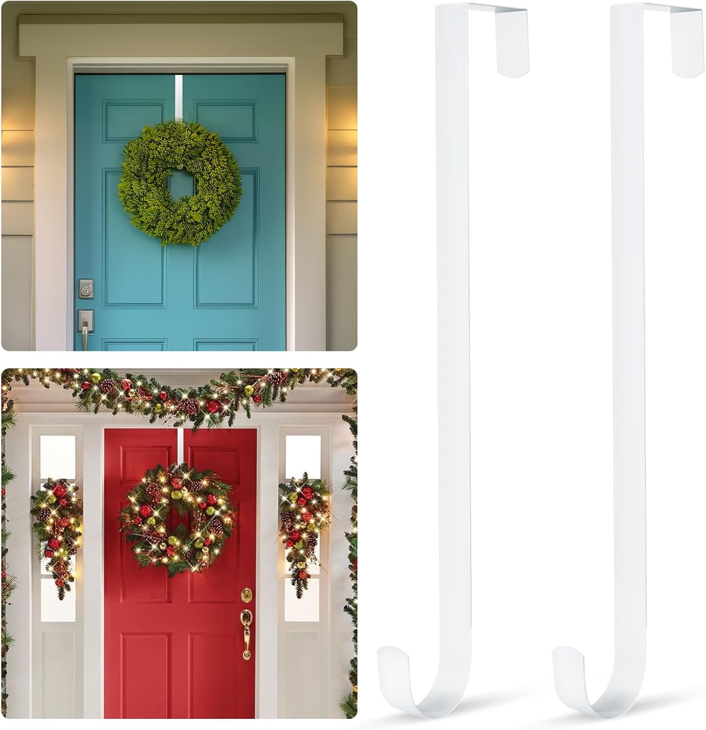2 Pack 15 Inch Wreath Door Hanger for Holidays and Decor