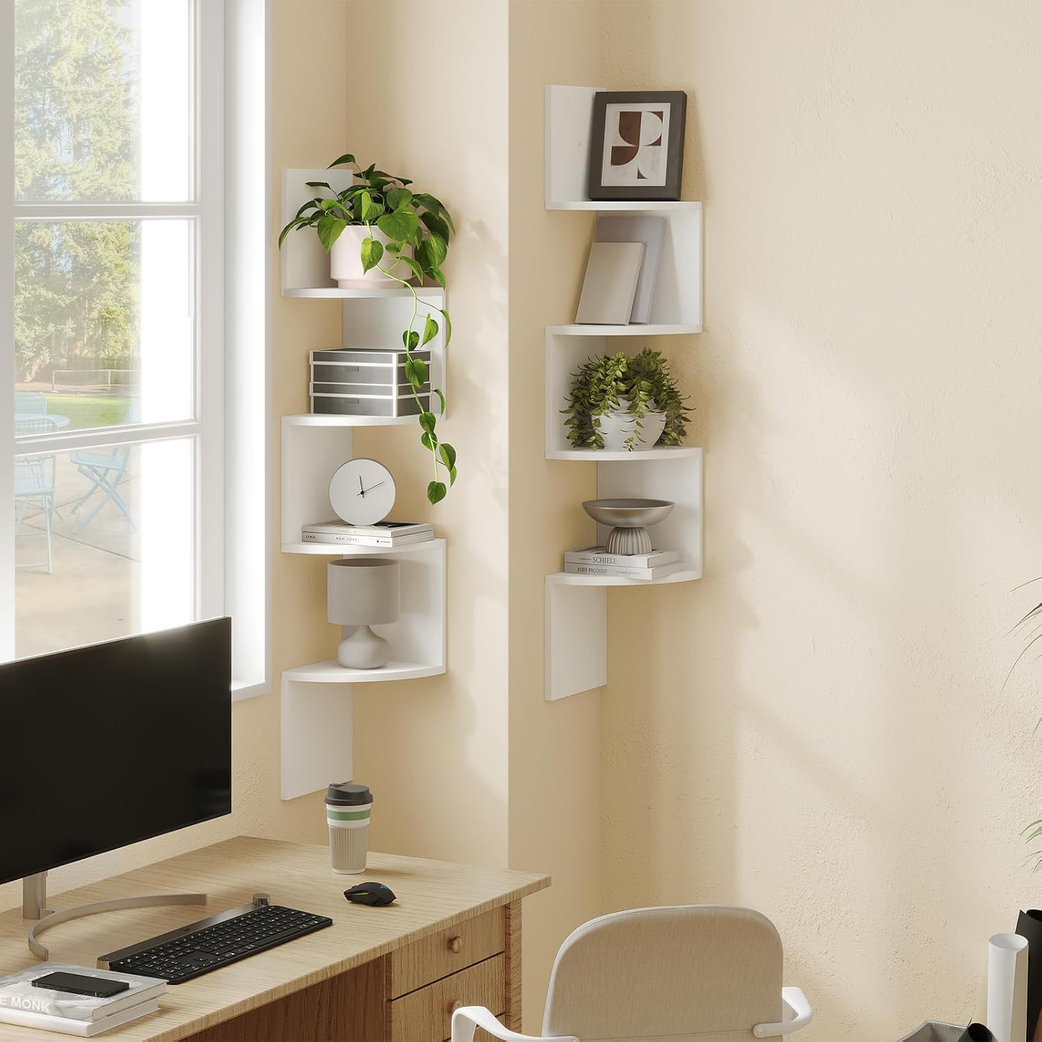 HOOBRO 4-Tier Floating Corner Shelves Set of 2