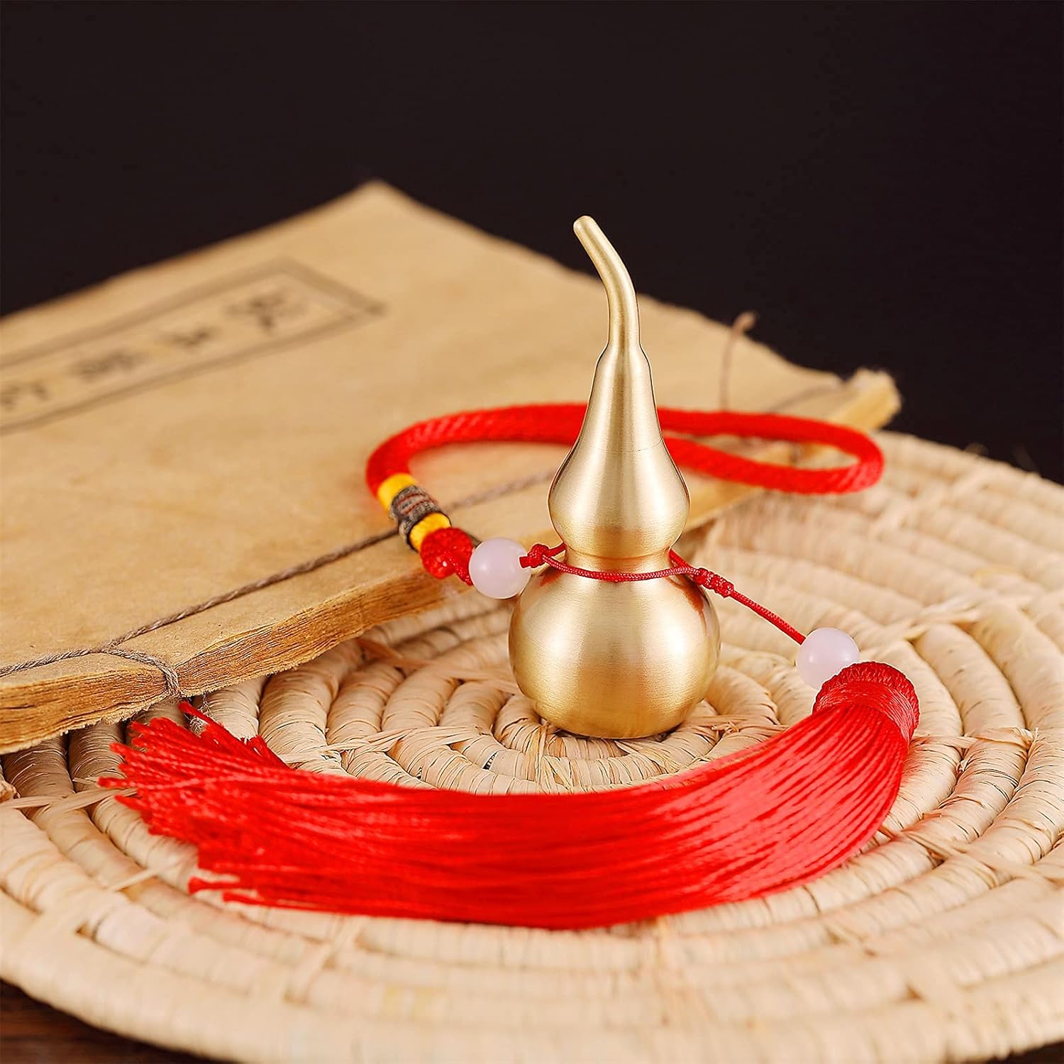 PAKUNDAS Brass Wu Lou Gourd Hanging Decoration with Tassel