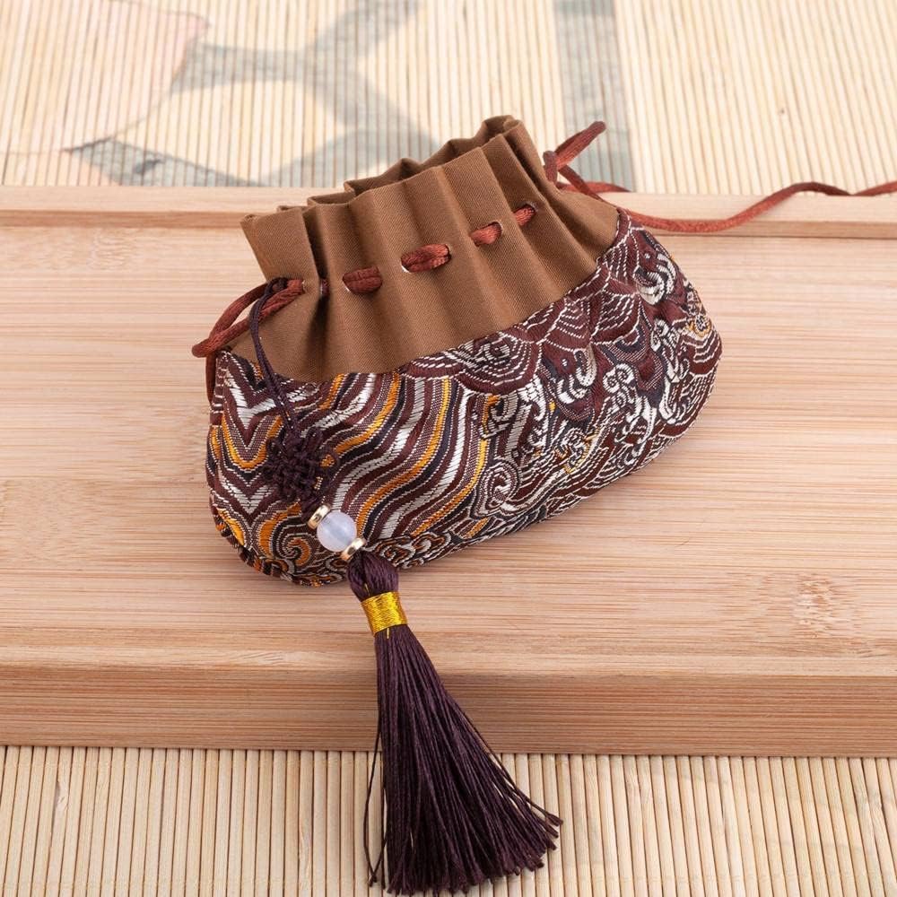 4 Pcs Embroidered Seawater Texture Drawstring Gift Bags with Tassel
