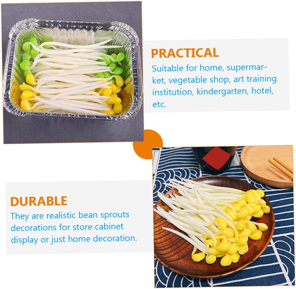 50Pcs Realistic Artificial Bean Sprouts Decor for Kitchen and Garden