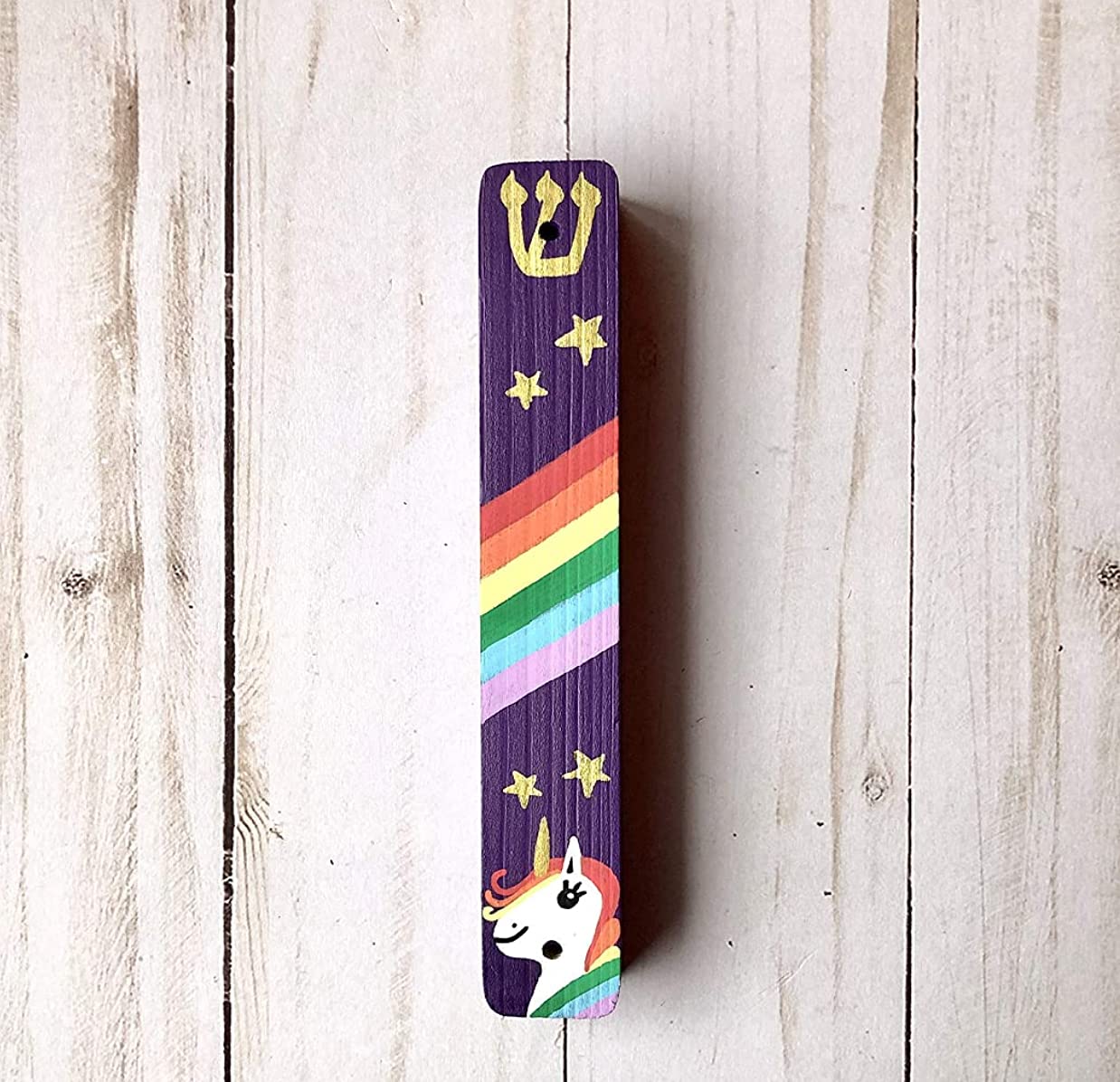 Unicorn Mezuzah - Purple 6 Inch Scroll Case