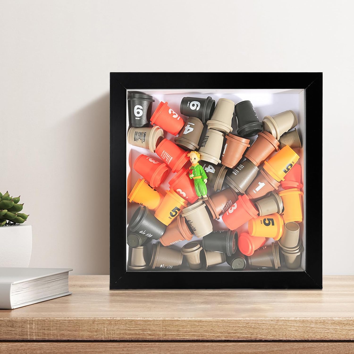Muzilife 8x8 Shadow Box Frame Black with Glass and Wood