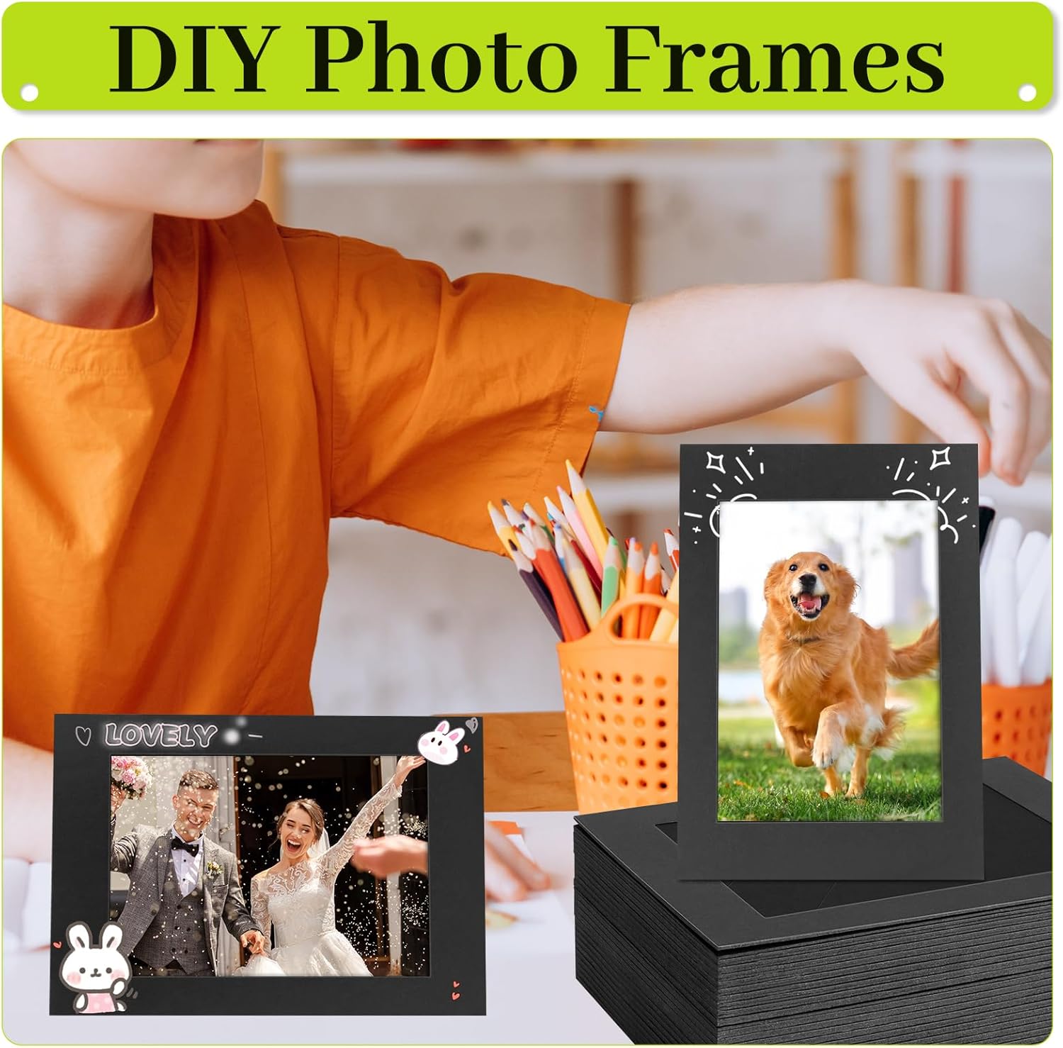 50 Pack Black Cardboard Picture Frames 4x6 Inches
