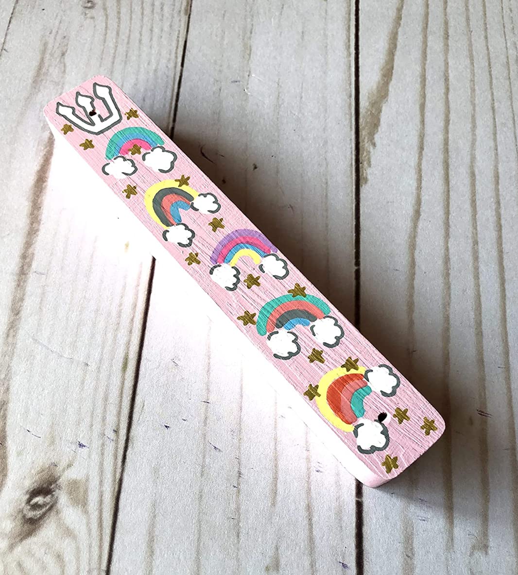 Lea Joelle Rainbow Mezuzah Gift for Baby Naming