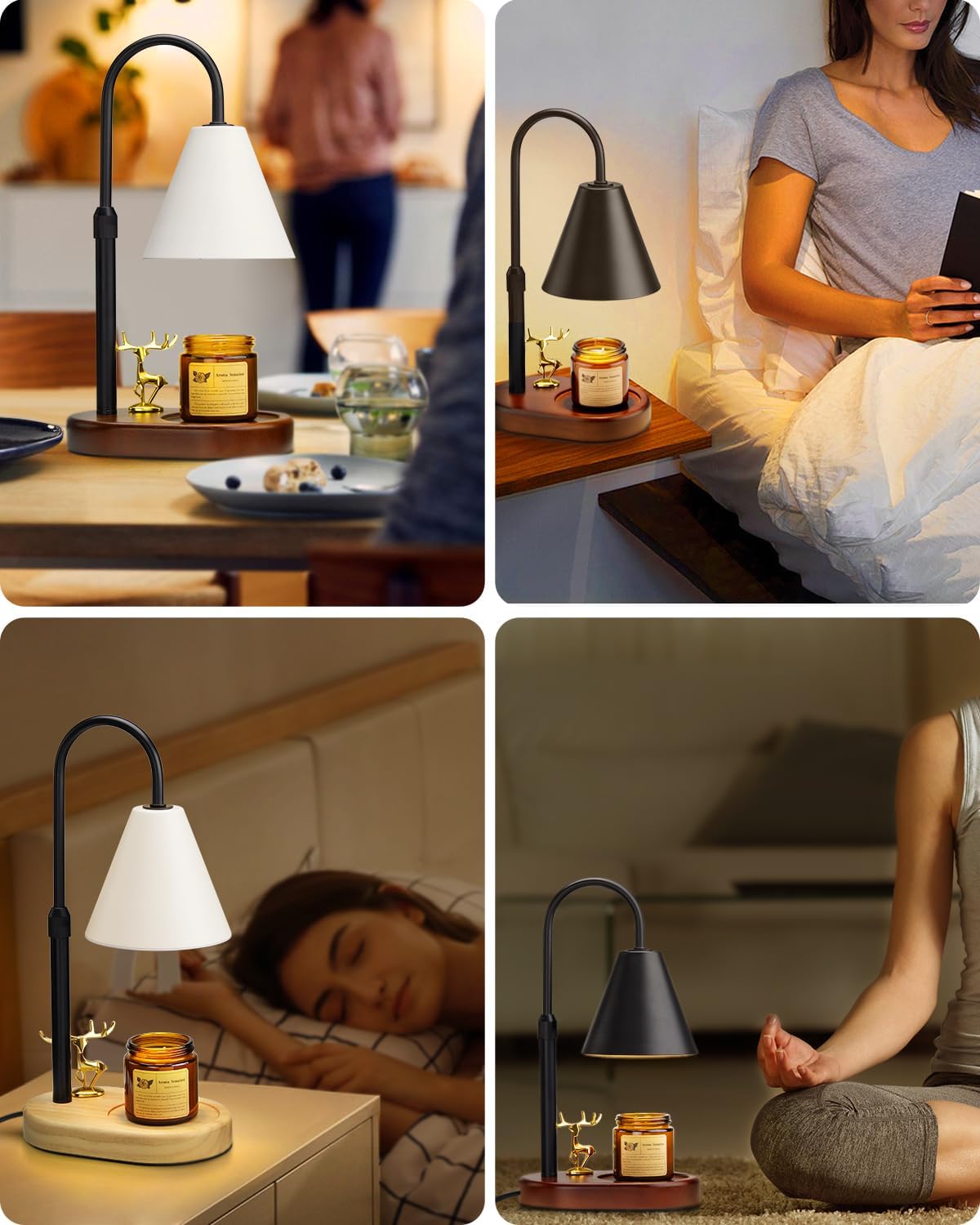 Oak Leaf Adjustable Height Candle Warmer Lamp with Timer and Dimmer