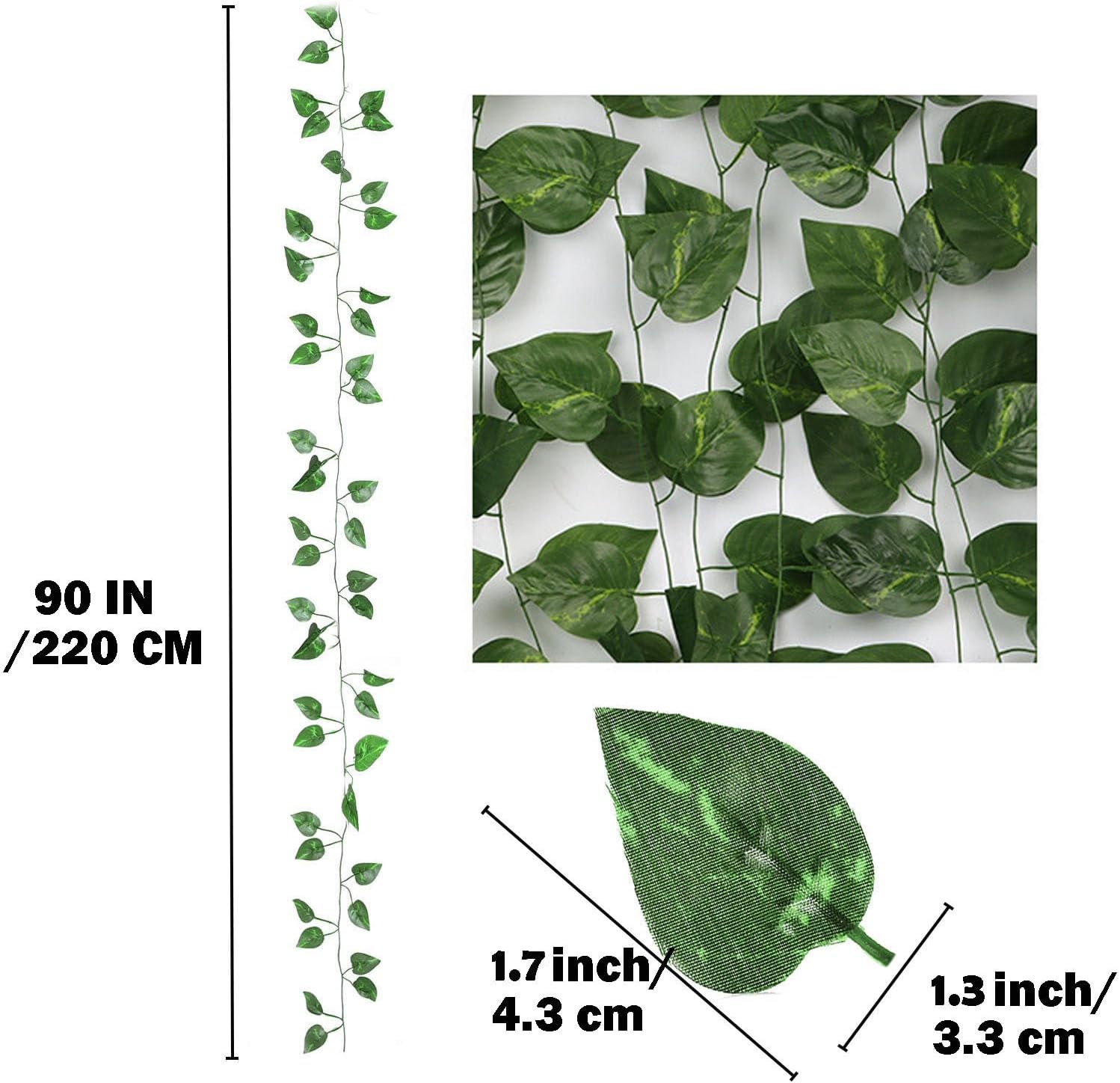 180 Feet 24 Pack Fake Greenery Hanging Garland Ivy Leaf Plants Vine Leaves Fake Flowers Foliage