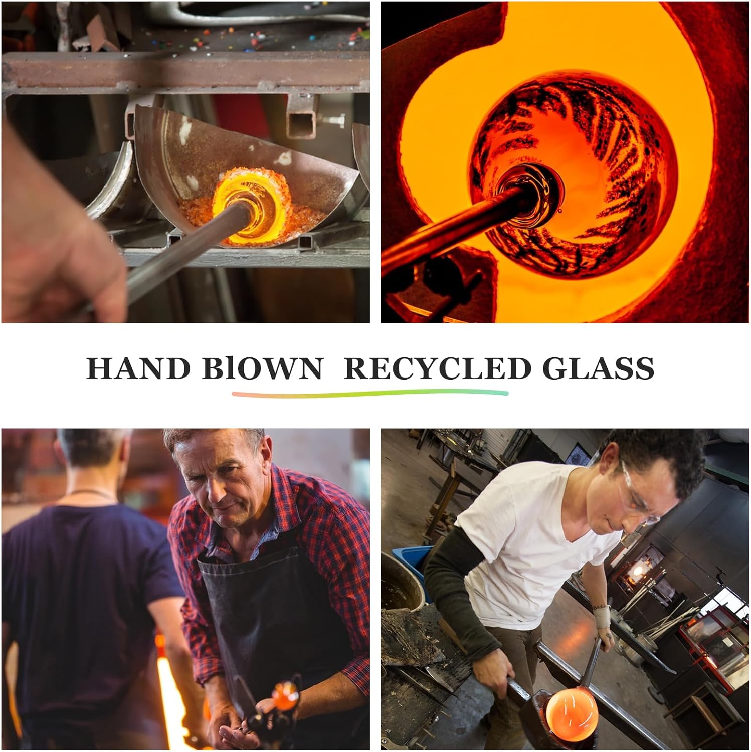 Colorful Hand Blown Glass Hanging Ornaments 6 Pcs