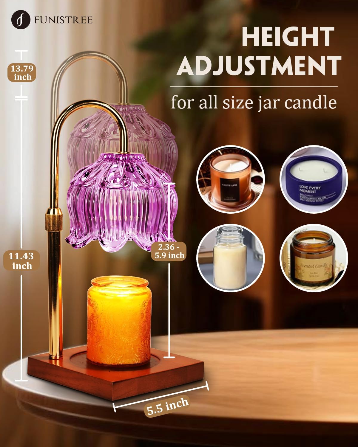 Lotus Flower Candle Lamp with Timer and Dimmer