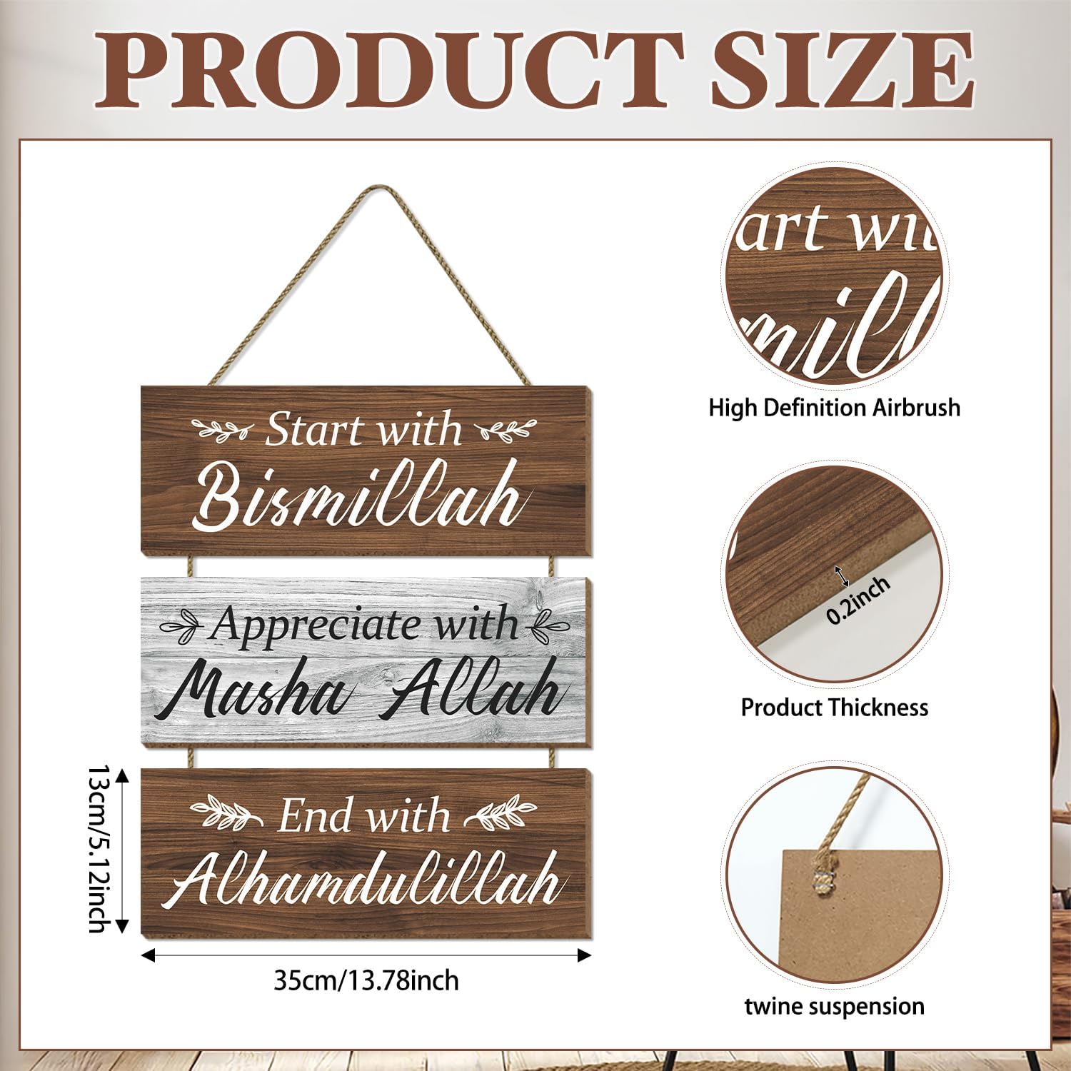 CAKIROTS Islamic Wall Decor with Bismillah Quotes