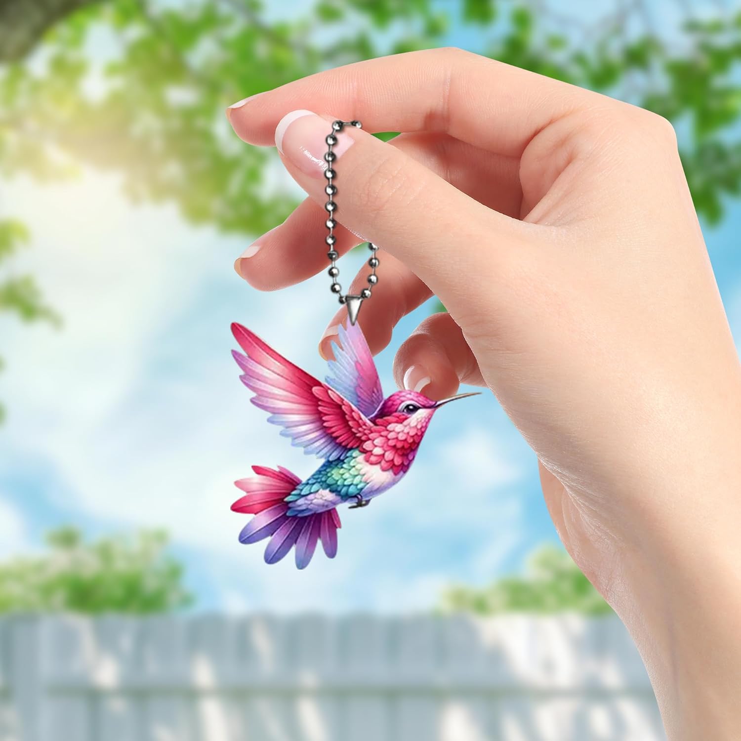 2D Bird Acrylic Hanging Ornament - 8Pcs Hummingbird Christmas Tree Decor