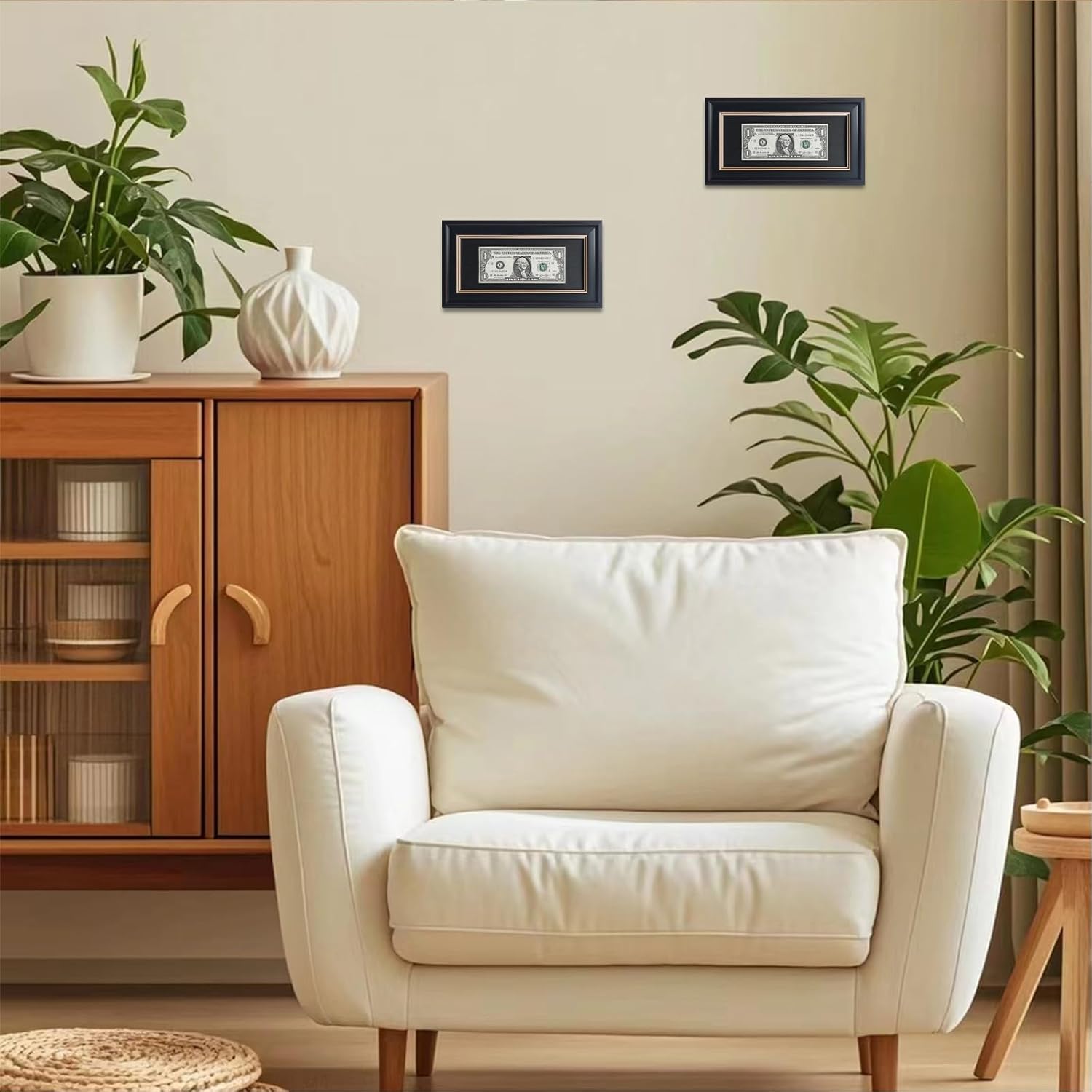 Dollar Bill Frame with Black Mat or Display 4x9 Picture Without Mat
