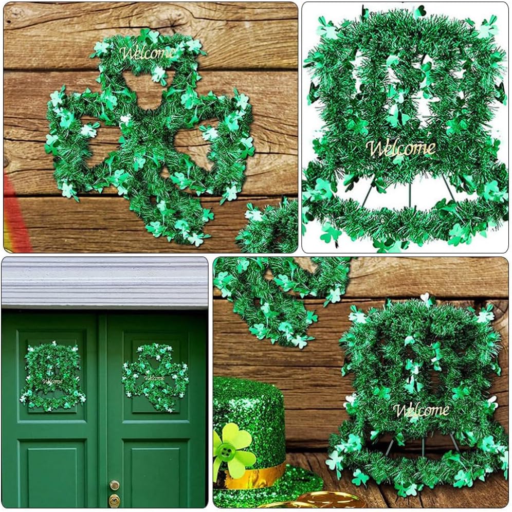 Garneck Irish Decor Flower Wreath 2pcs Shamrock Frame