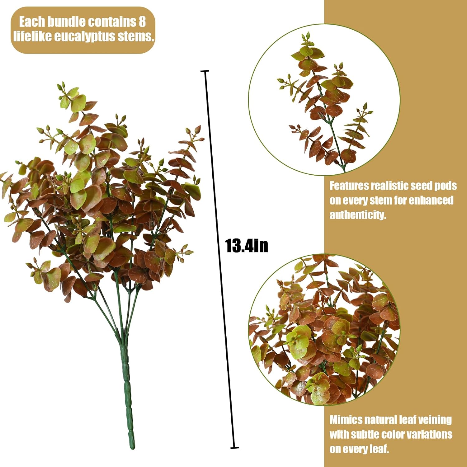 Artificial Fall Eucalyptus Plant 8PCS Outdoor Decor