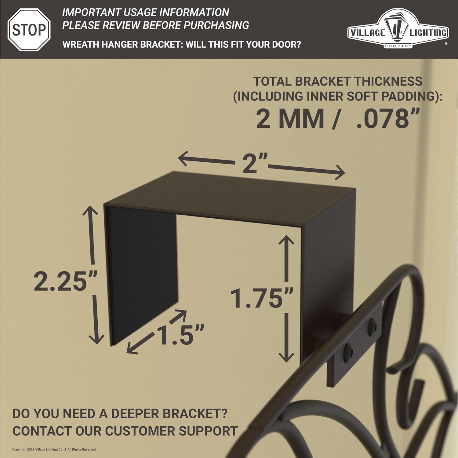 Front Door Wreath Hanger - Antler Design