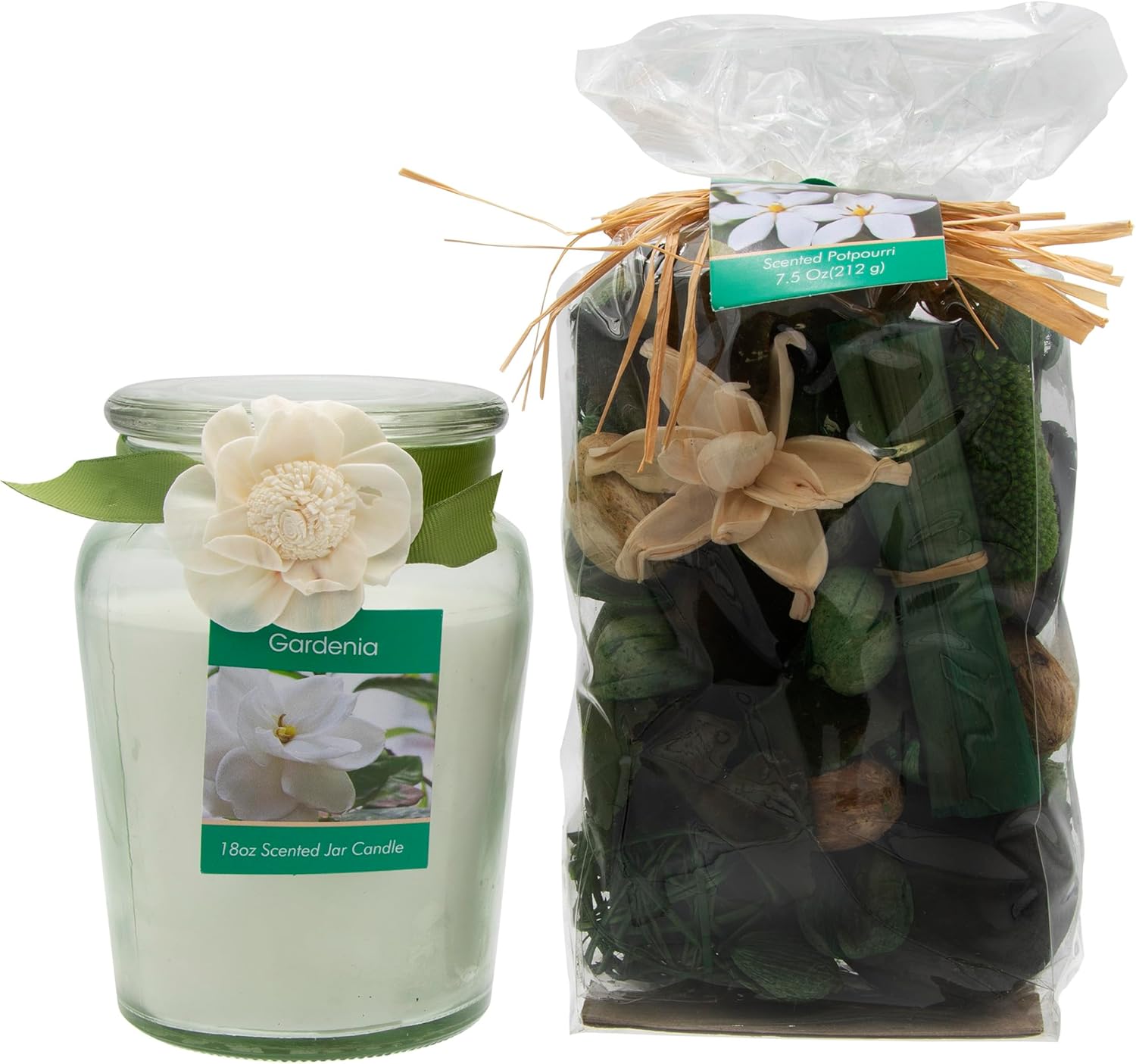 Classic White Gardenia Jar Candle and Potpourri Set