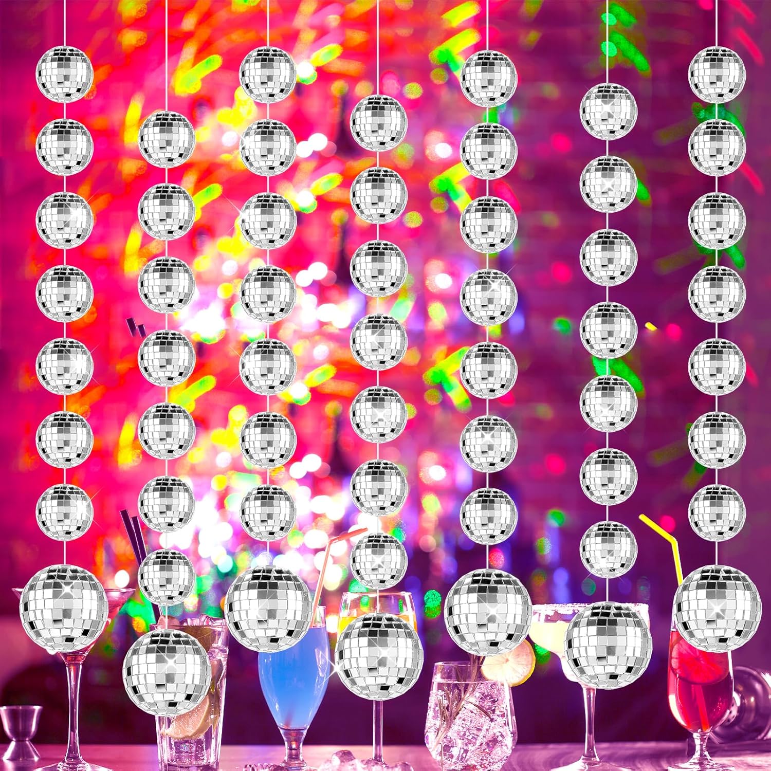8 Strands Sparkling Mini Disco Ball Decorations