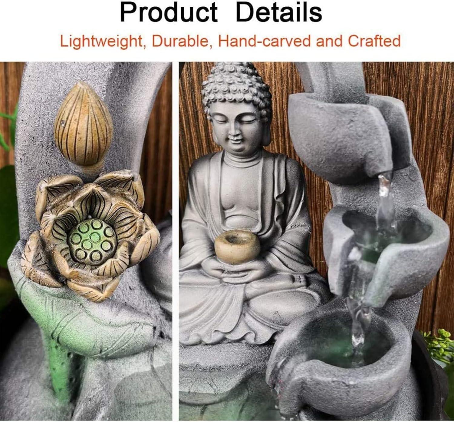 118 Inch Buddha Tabletop Fountain with LED Light