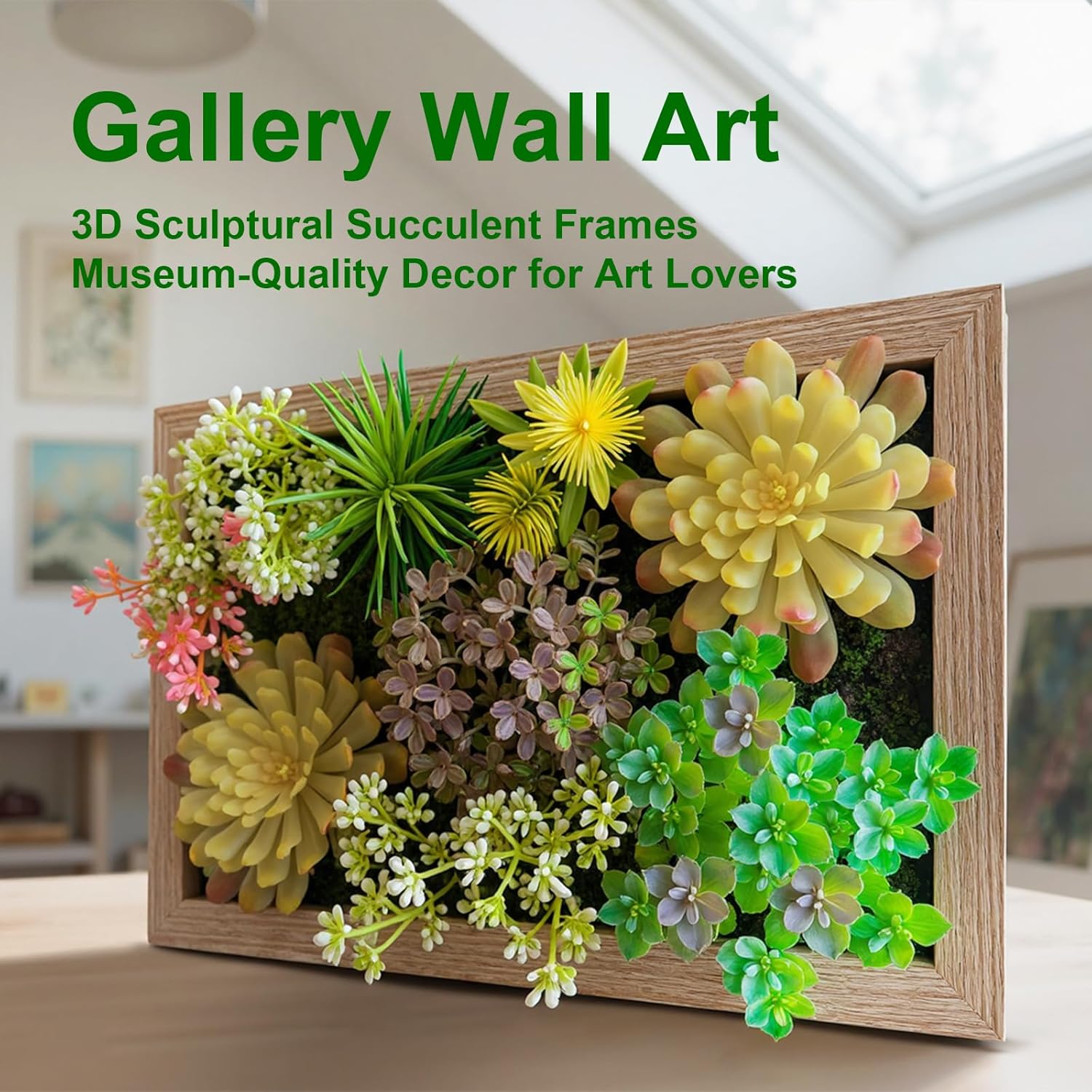 3D Artificial Succulent Floral Frame for Desk and Wall Decor