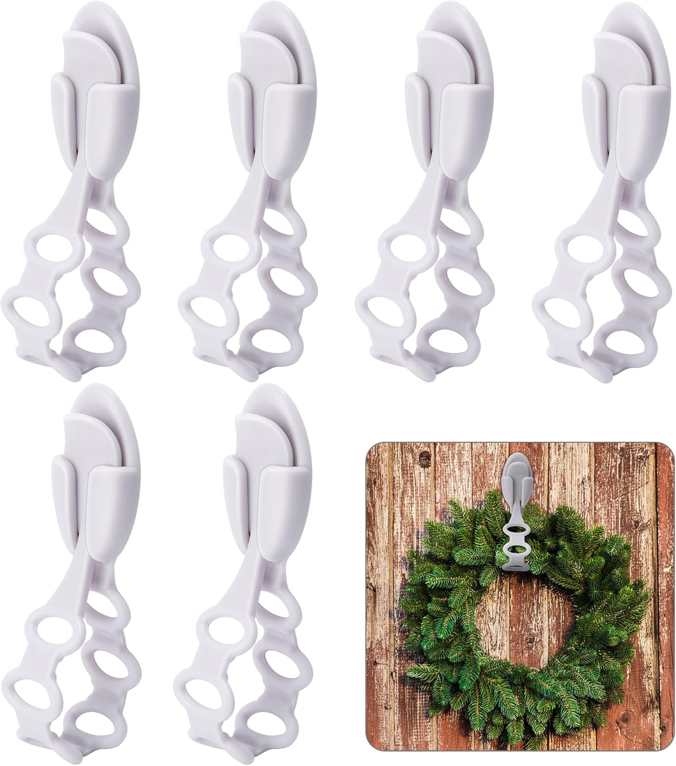 6 Pcs Christmas Wreath Holder Ties - 85 Inch Adhesive Silicone Straps