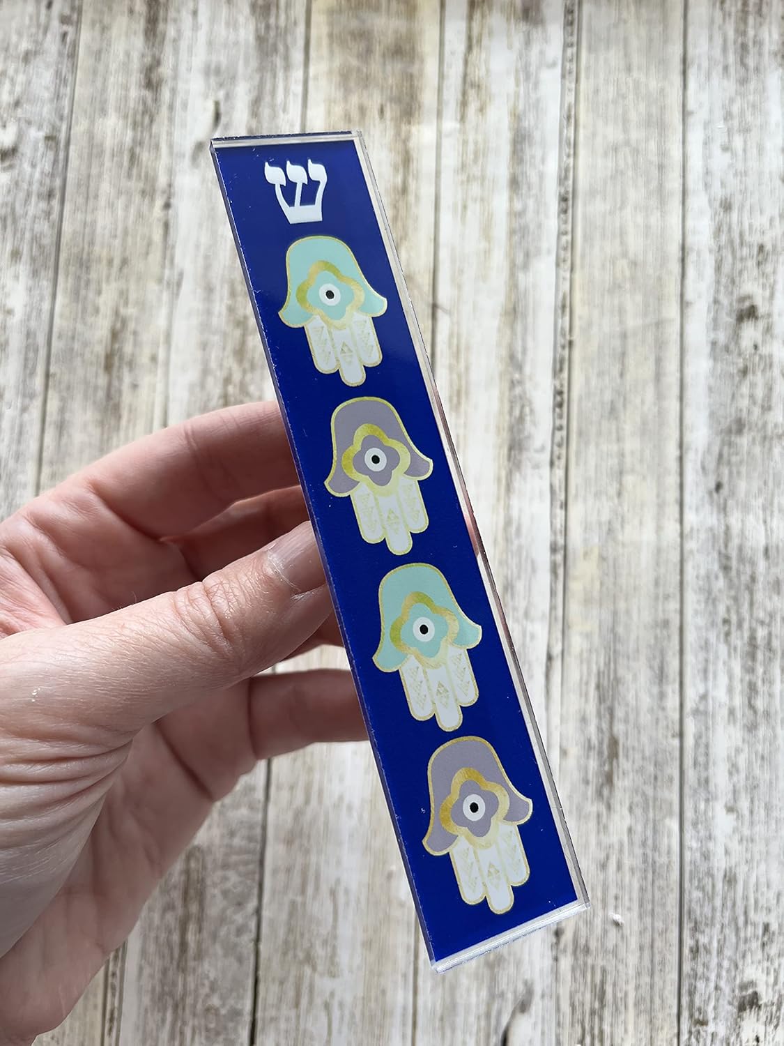 Hamsa Mezuzah Acrylic Aluminum Scroll Case