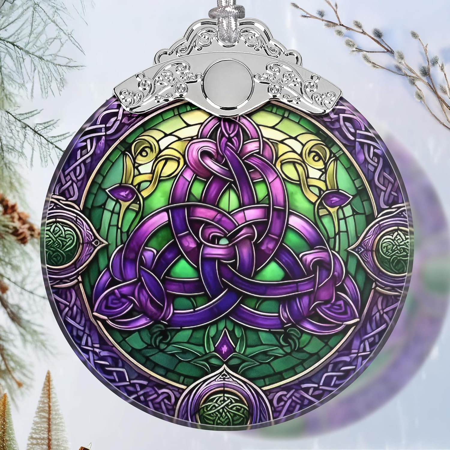 Celtic Knot Stained Glass Christmas Ornament