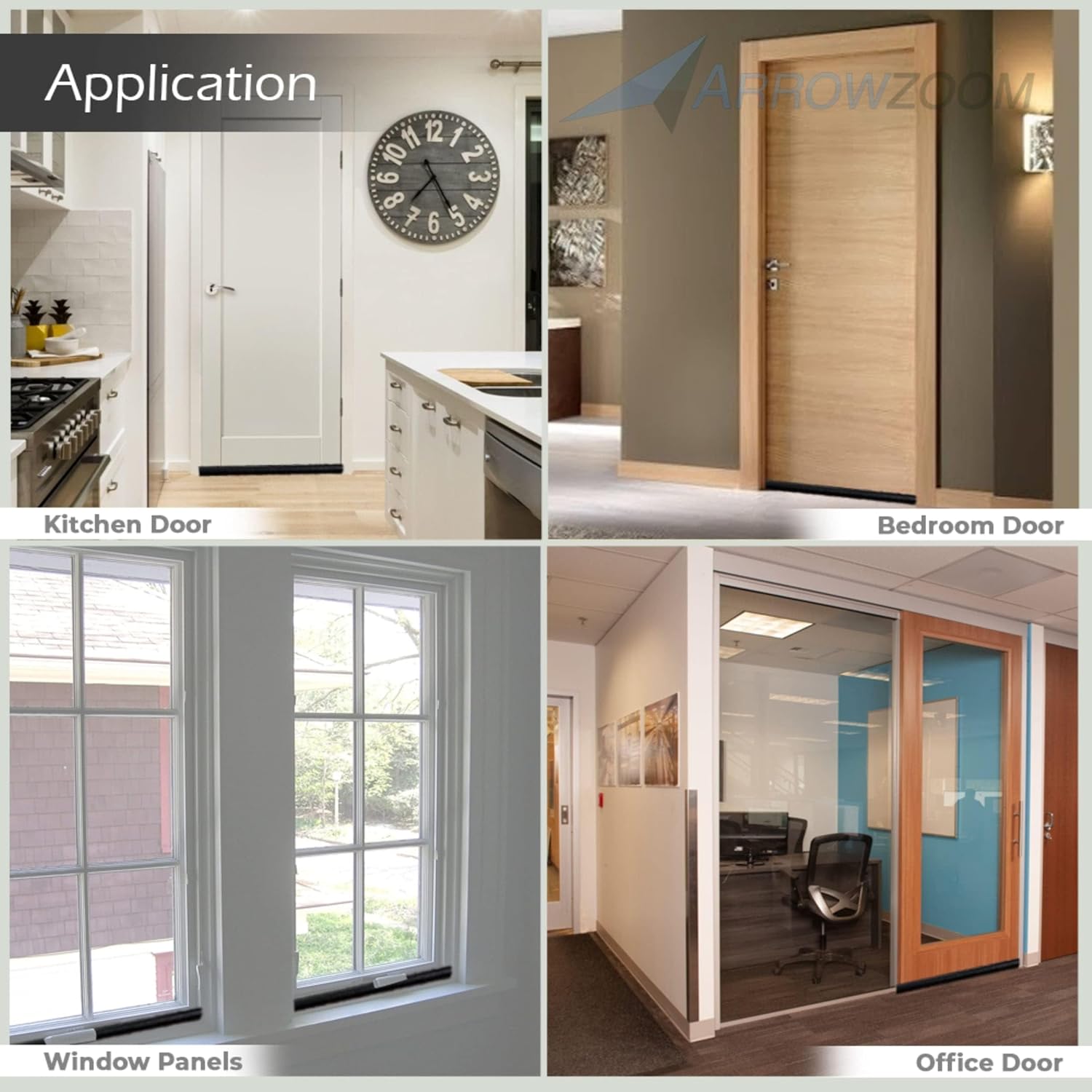 Arrowzoom Door Bottom Sealing Strip PRO Cotton Foam with Leather Water Resistant Draft Stopper Seal