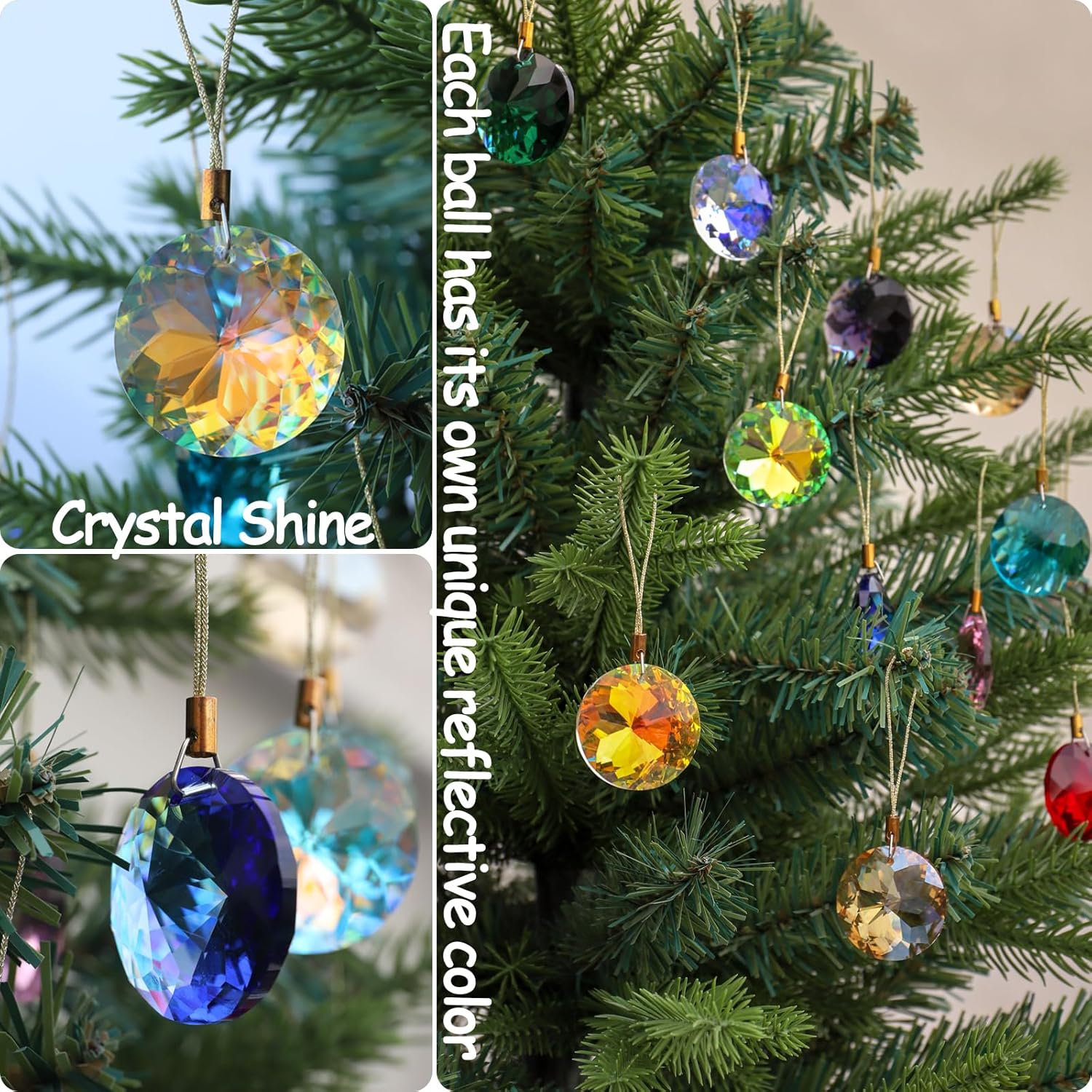 12 Pcs Crystal Glass Christmas Balls Ornaments