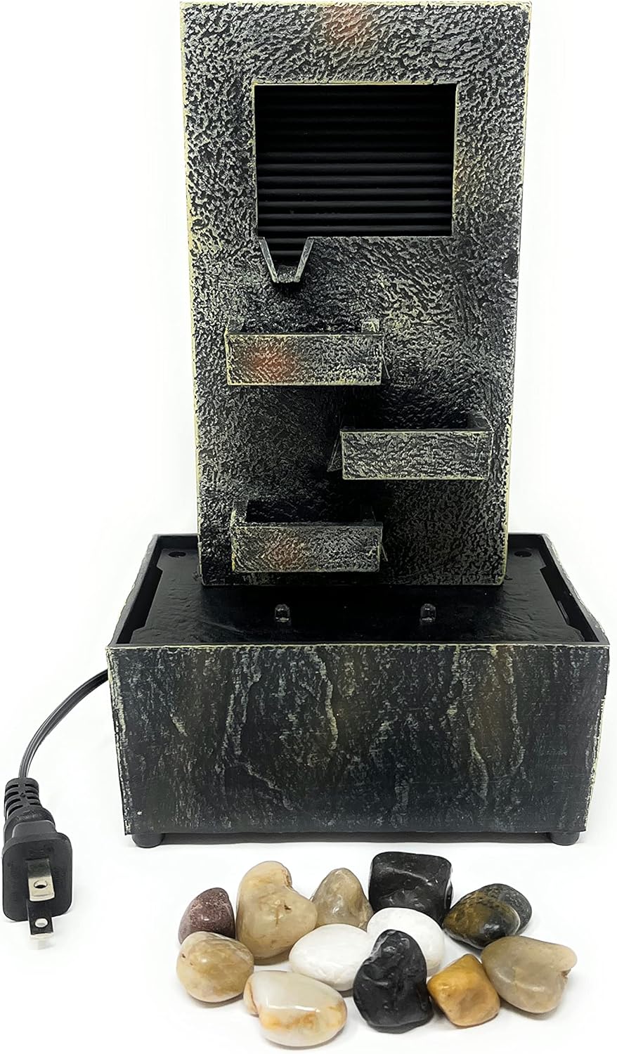Natures Mark Slate Tiered Water Fountain with LED Lights