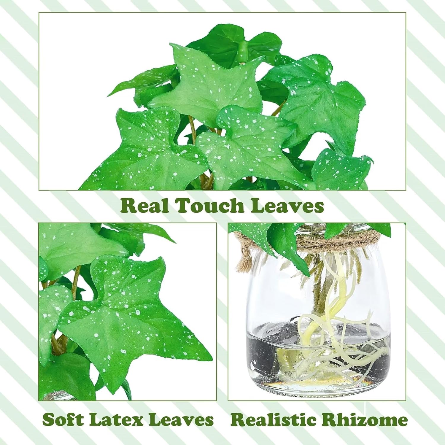 Faux Potted Plants with Realistic Water Glass Vase Decor