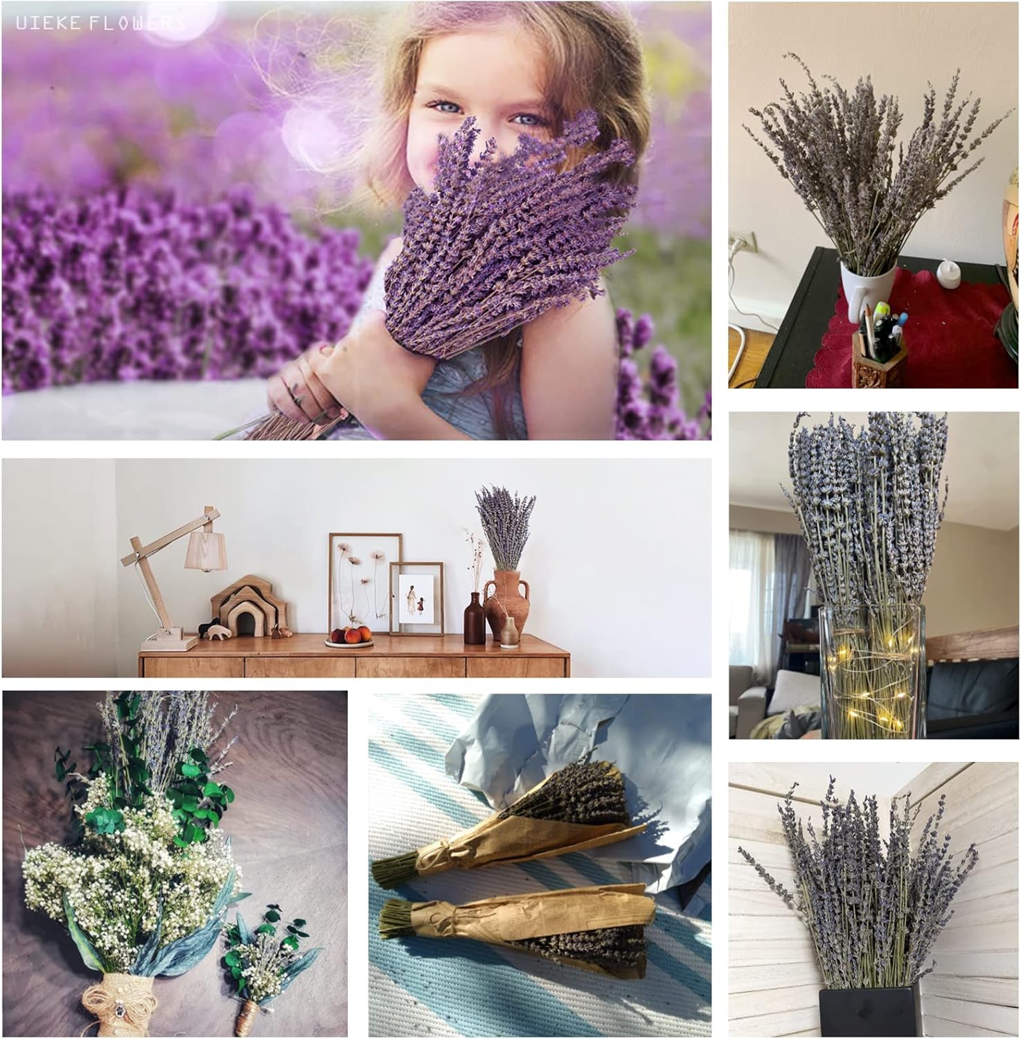 Uieke Dried Lavender Bundles 150 Stems 15-17 Inch