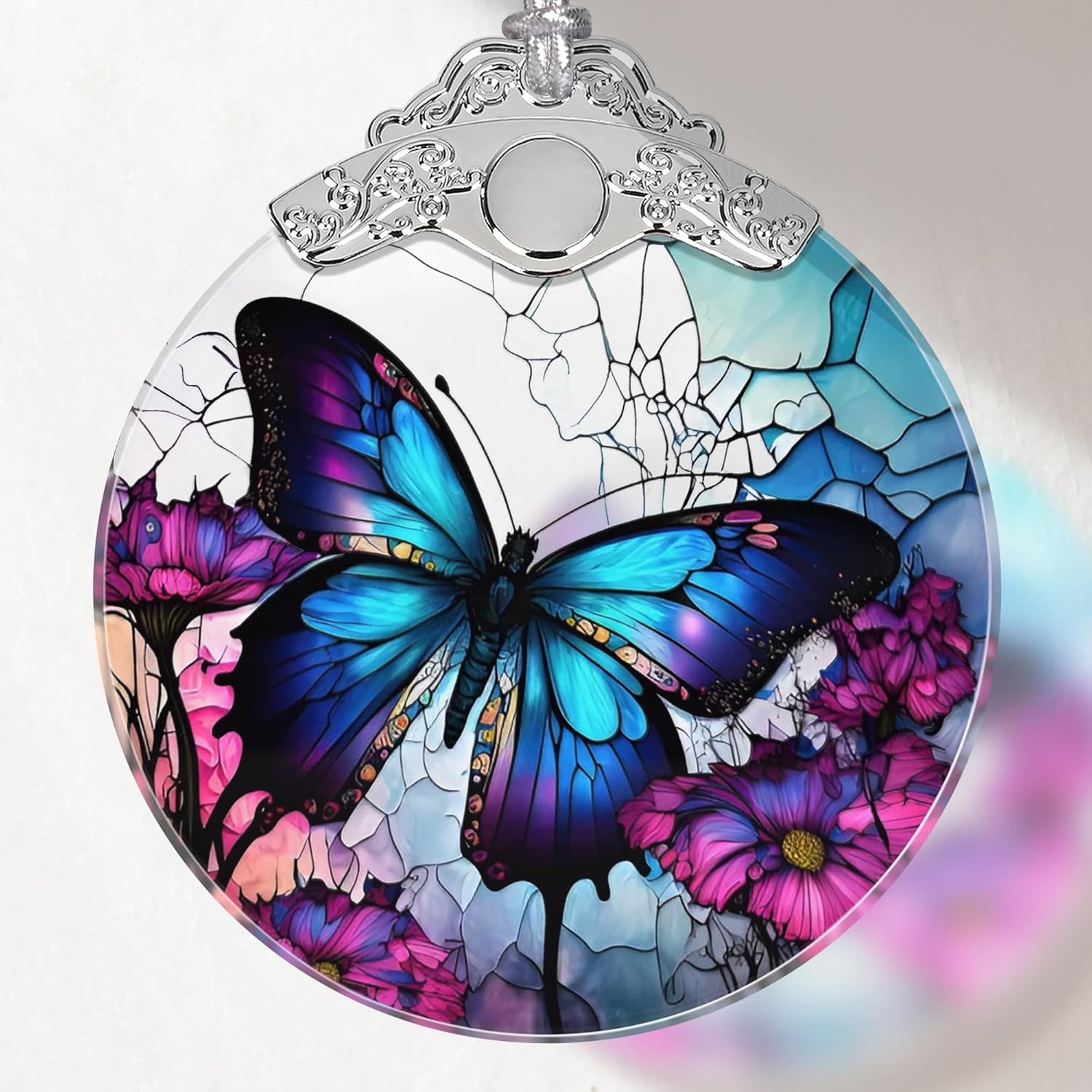 Stained Glass Butterfly Christmas Tree Ornament