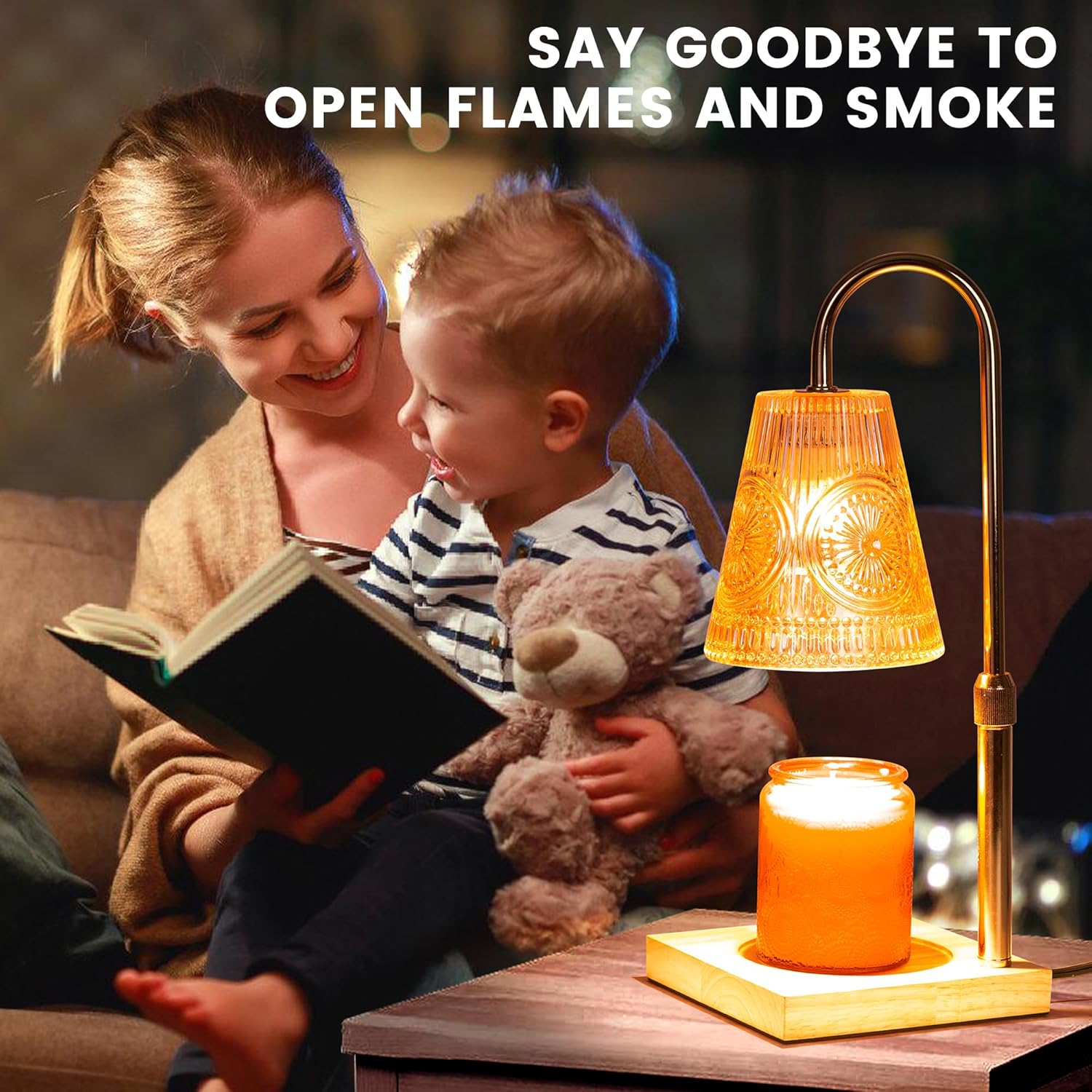 Elegant Candle Warmer Lamp with 2 Bulbs and Timer