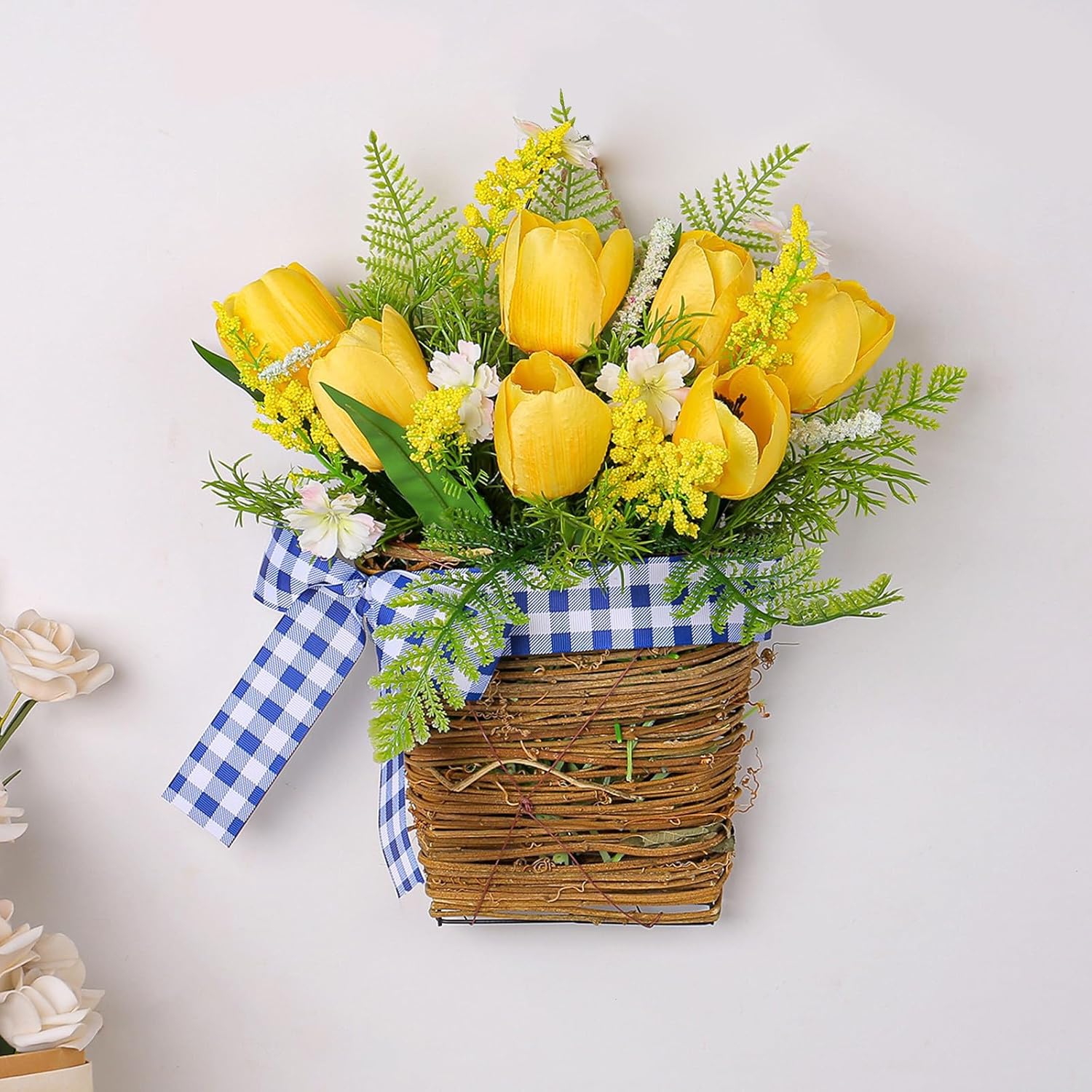 Artificial Hanging Flowers Basket Wreath Decor