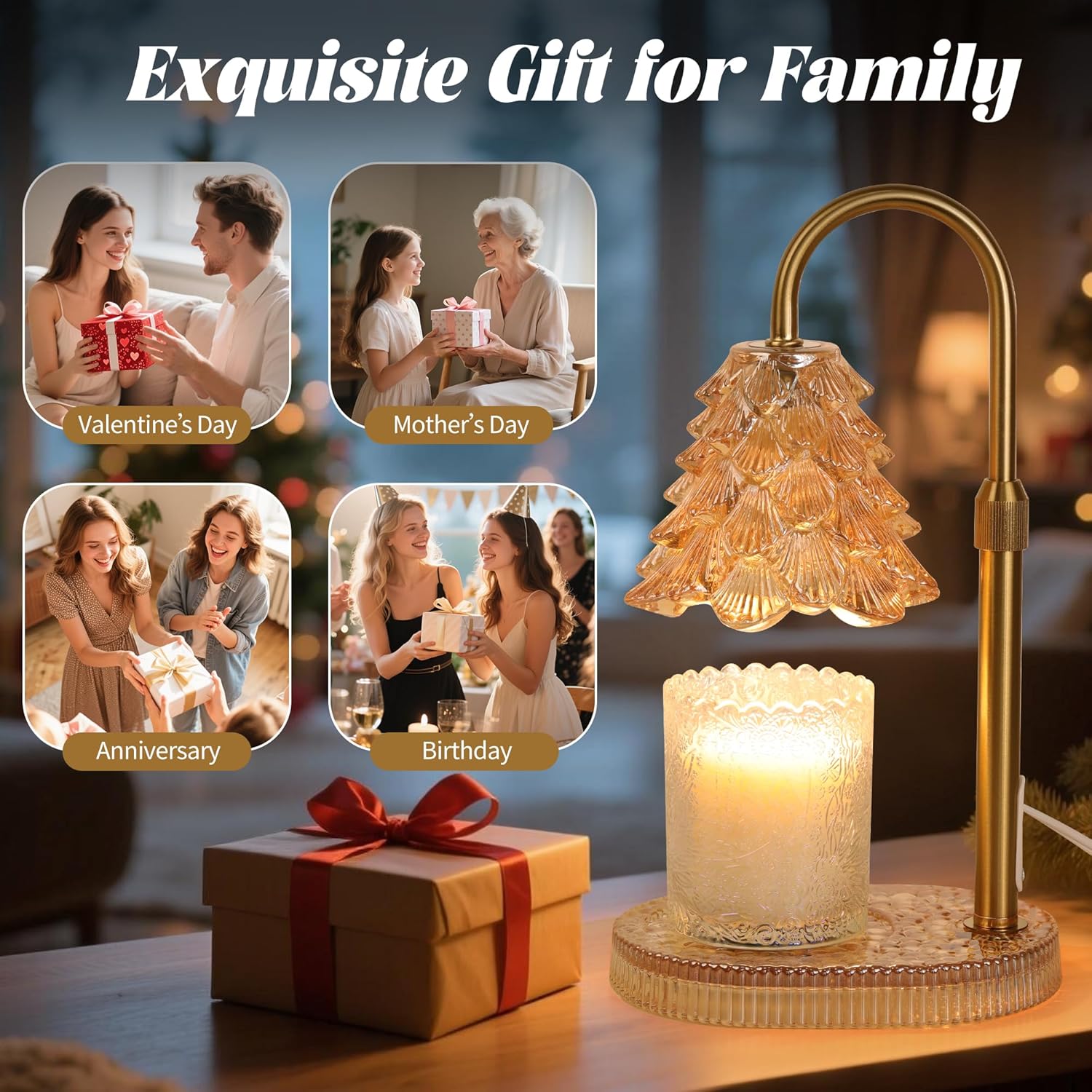 Tree-Shaped Candle Warmer Lamp with Timer and Dimmer