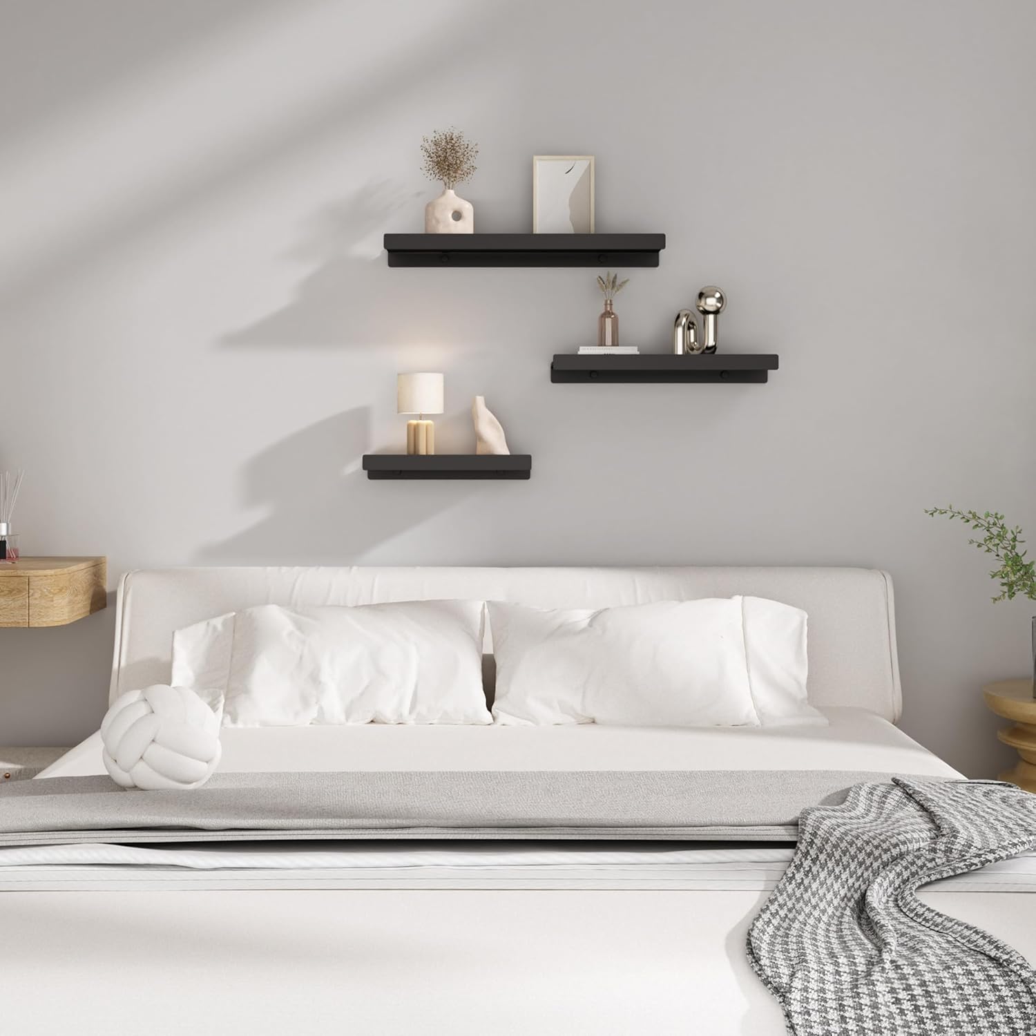 Dancrul Floating Shelves Wall Mount 2 Pack Black 12 Inch
