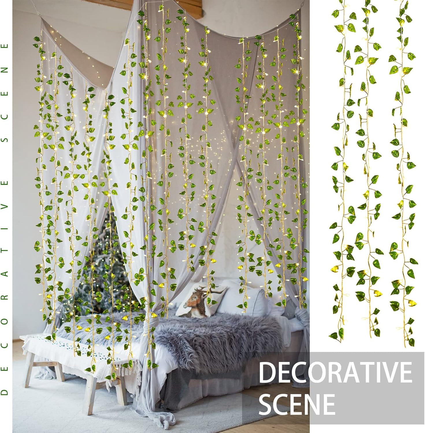 Unittype 15 Pcs LED Ivy Curtain String Light for Bedroom Decor 1