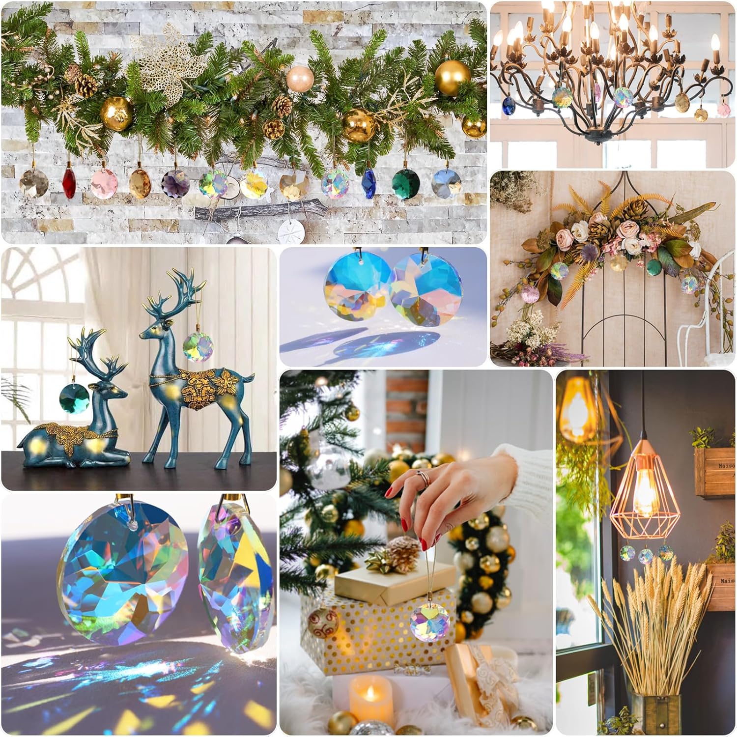 12 Pcs Crystal Glass Christmas Balls Ornaments